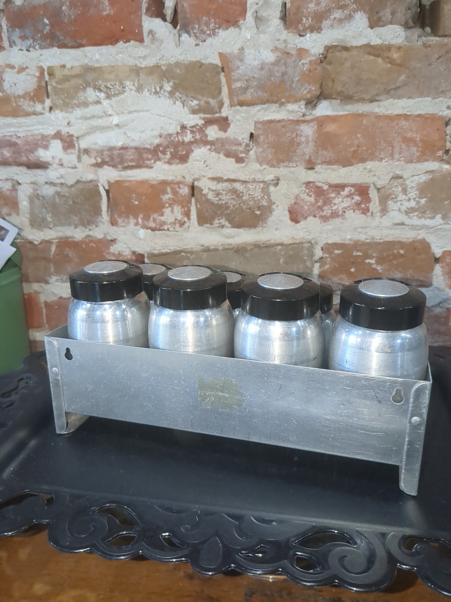 Kromex Vintage Aluminum Spice Set With Rare Flour And Sugar Shakers alum110