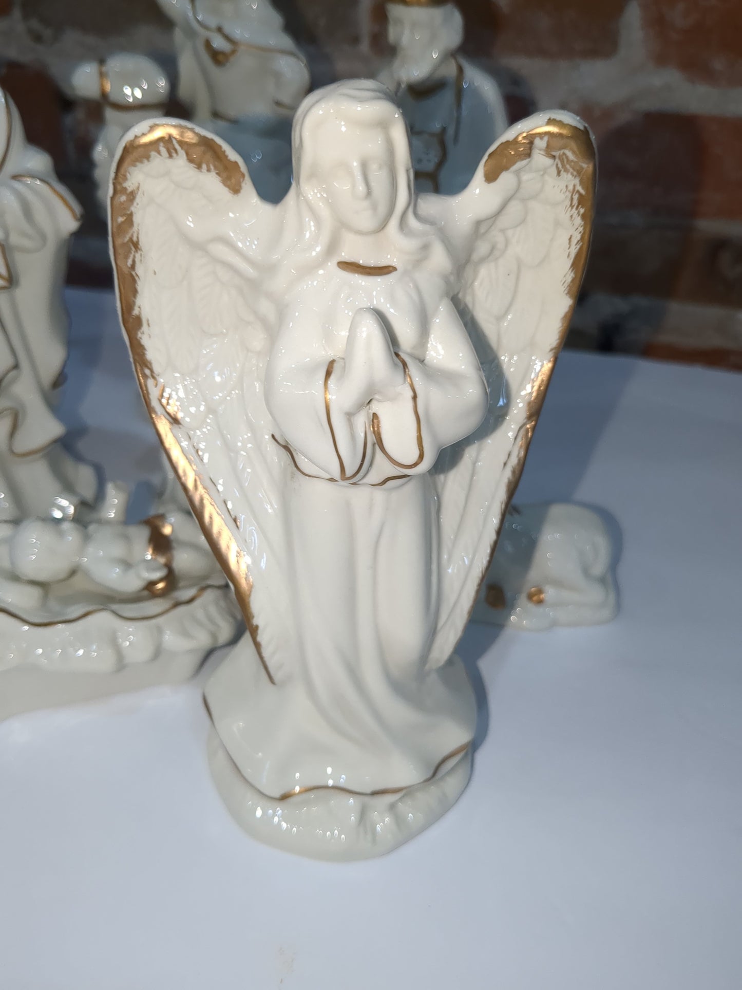 JCPenny porcelain white and gold nativity set
