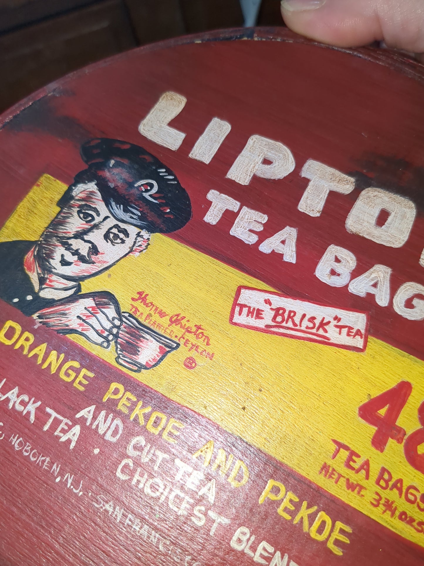 Lipton wooden tea box cheese box hand painted  tin975