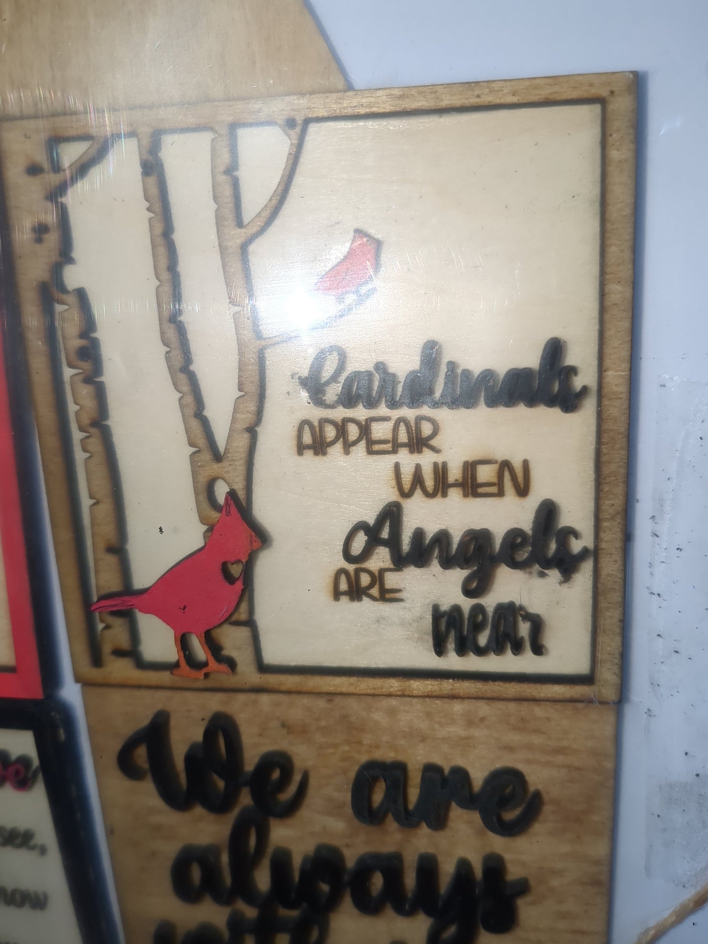 Cardinals and memorial kit for interchangeable arch or rectangle frame.