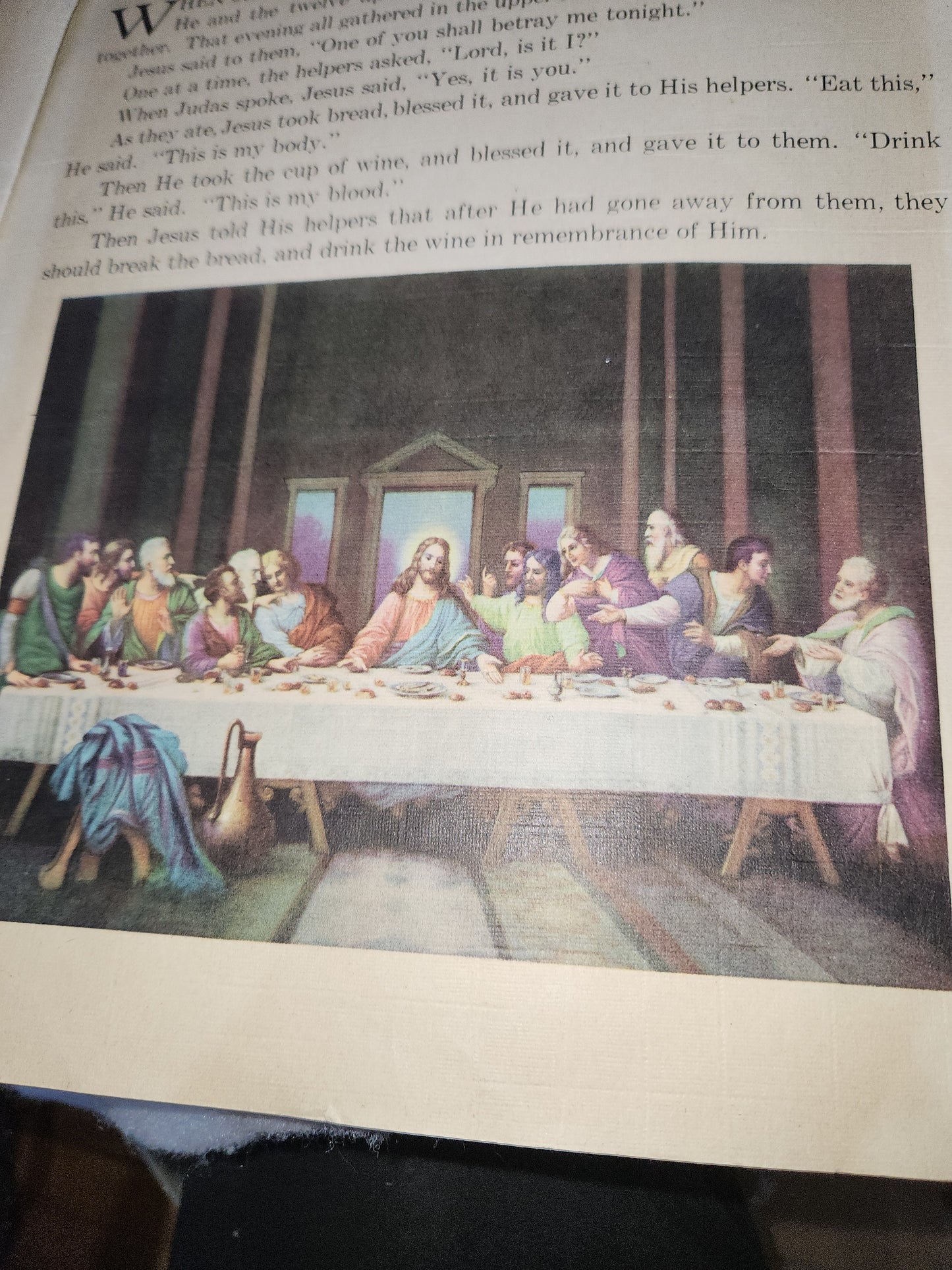 Vintage "The Story of Jesus" 2237 1939 Copyright Saalfield Publishing Co. USA Linen Large 12.5"