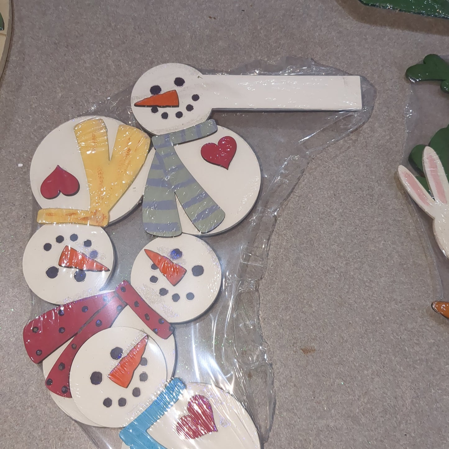 Snowman winter insert for pot spilling door sign