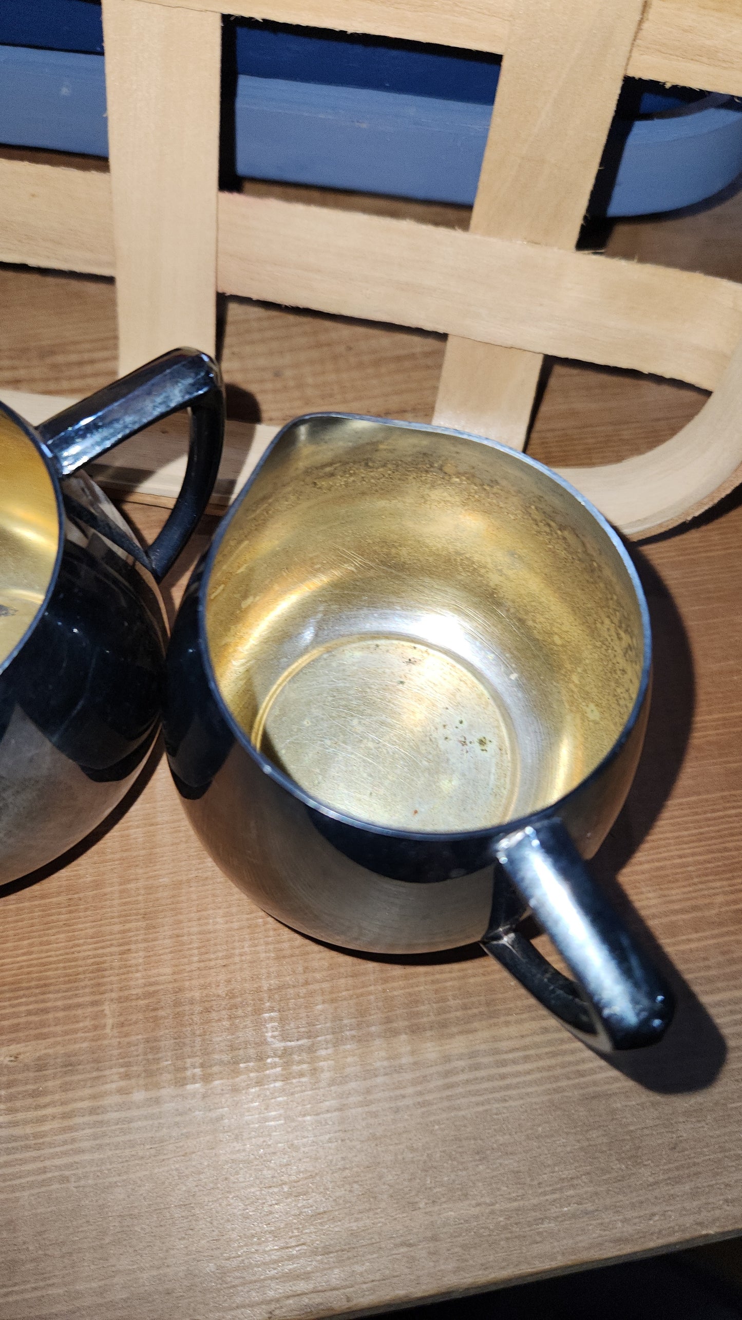 Antique vintage Empire Crafts silver plated creamer and sugar bowl. with bags and box ss98 wn6