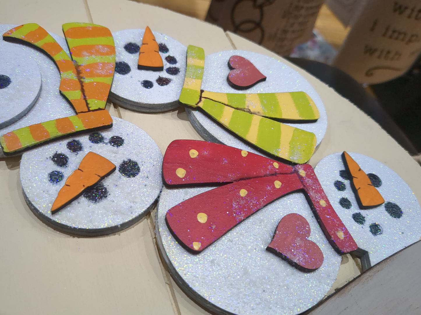 Snowman winter insert for pot spilling door sign