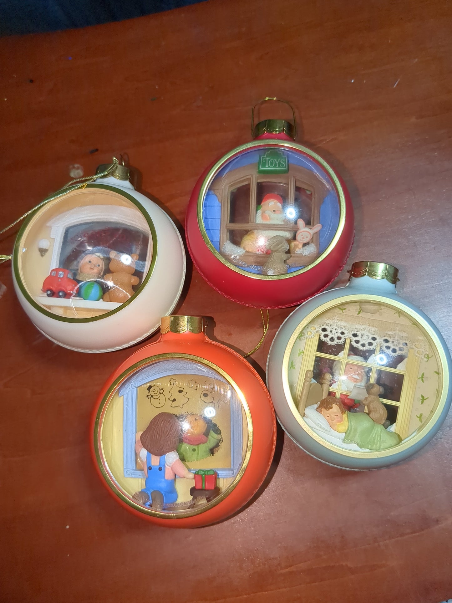 Four vintage Hallmark Keepsake 1981 and 1984 Christmas Ball Ornaments some light up ho321