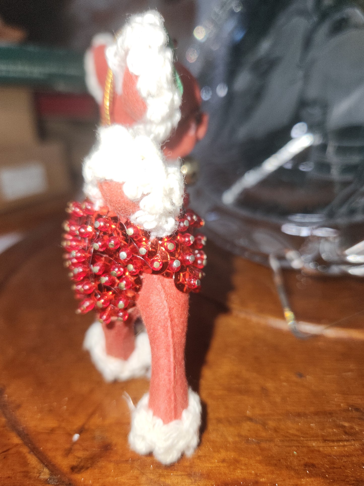2 Vintage flocked push pin reindeer ornaments 3.5" chr120