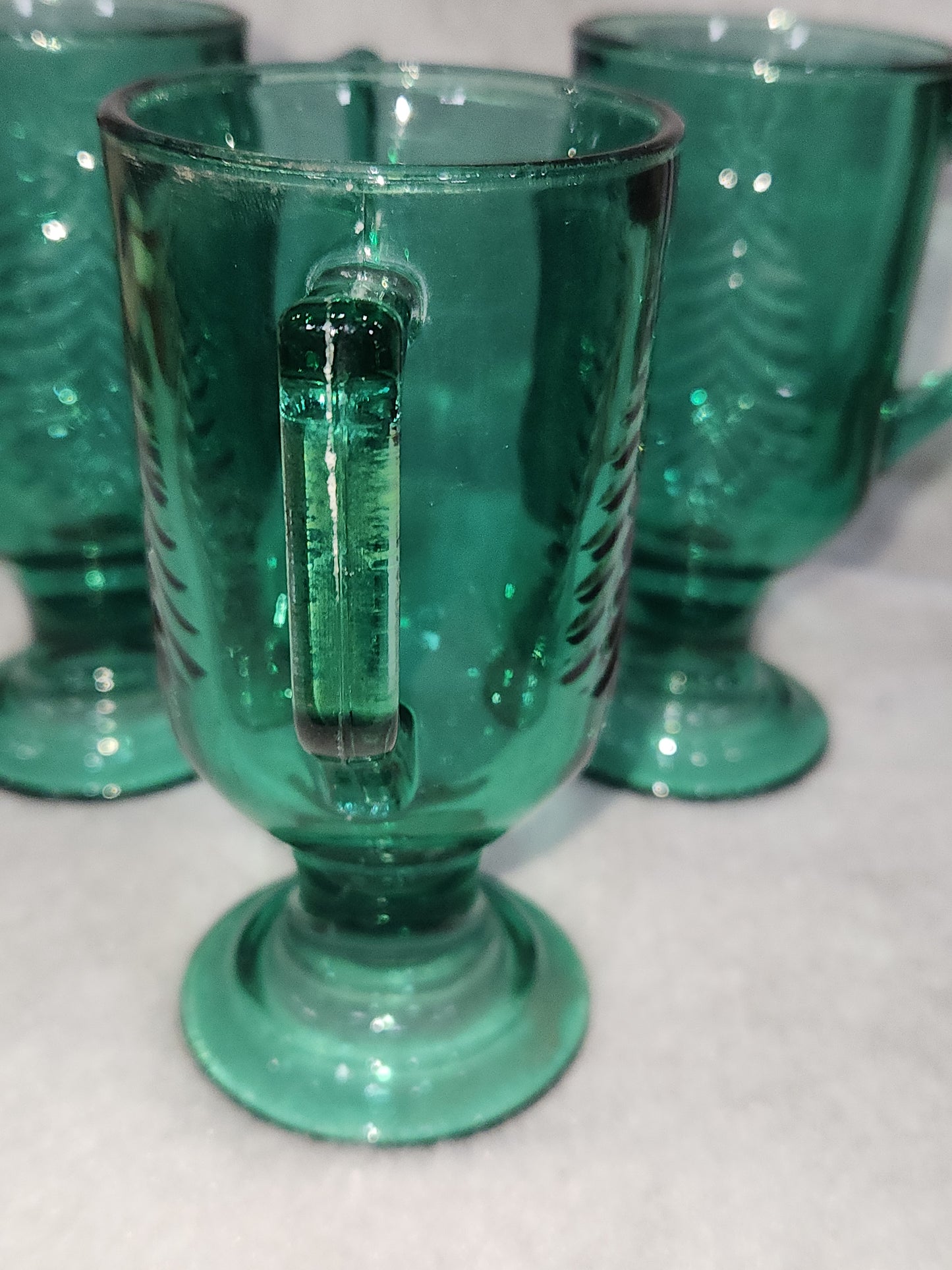 Vintage Indiana Glass Evergreen Tree Holiday Classic Footed Mug Set of 3 - 7oz mug5
