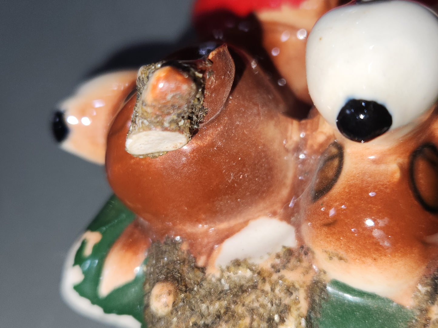 Vintage Kreiss Santa Pulling His Sleigh While his Reindeer are Snoozing inside Sleigh planter candy dish