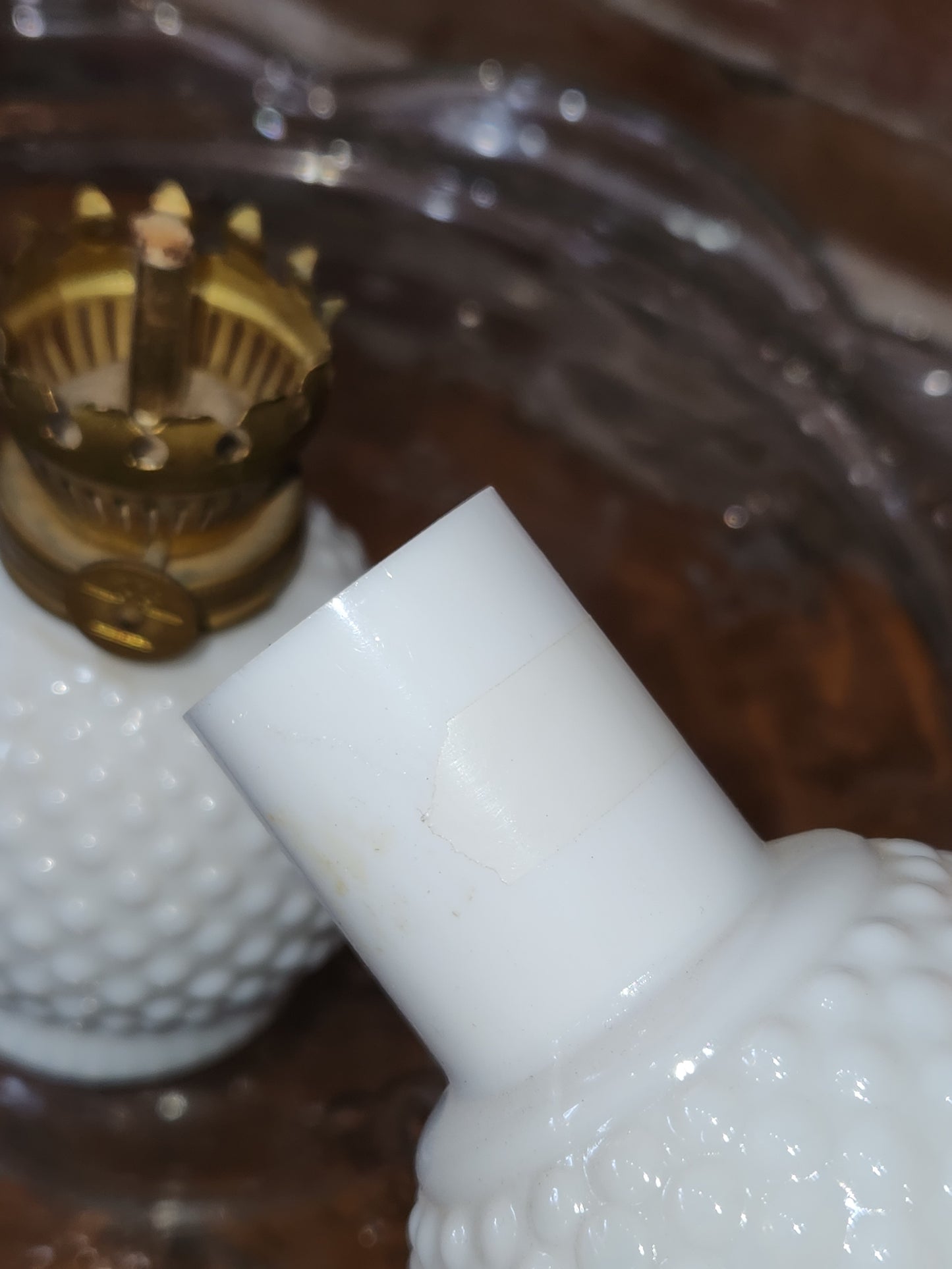 Fenton White Milk Glass Hobnail Minature Kerosene Lamp lamp1