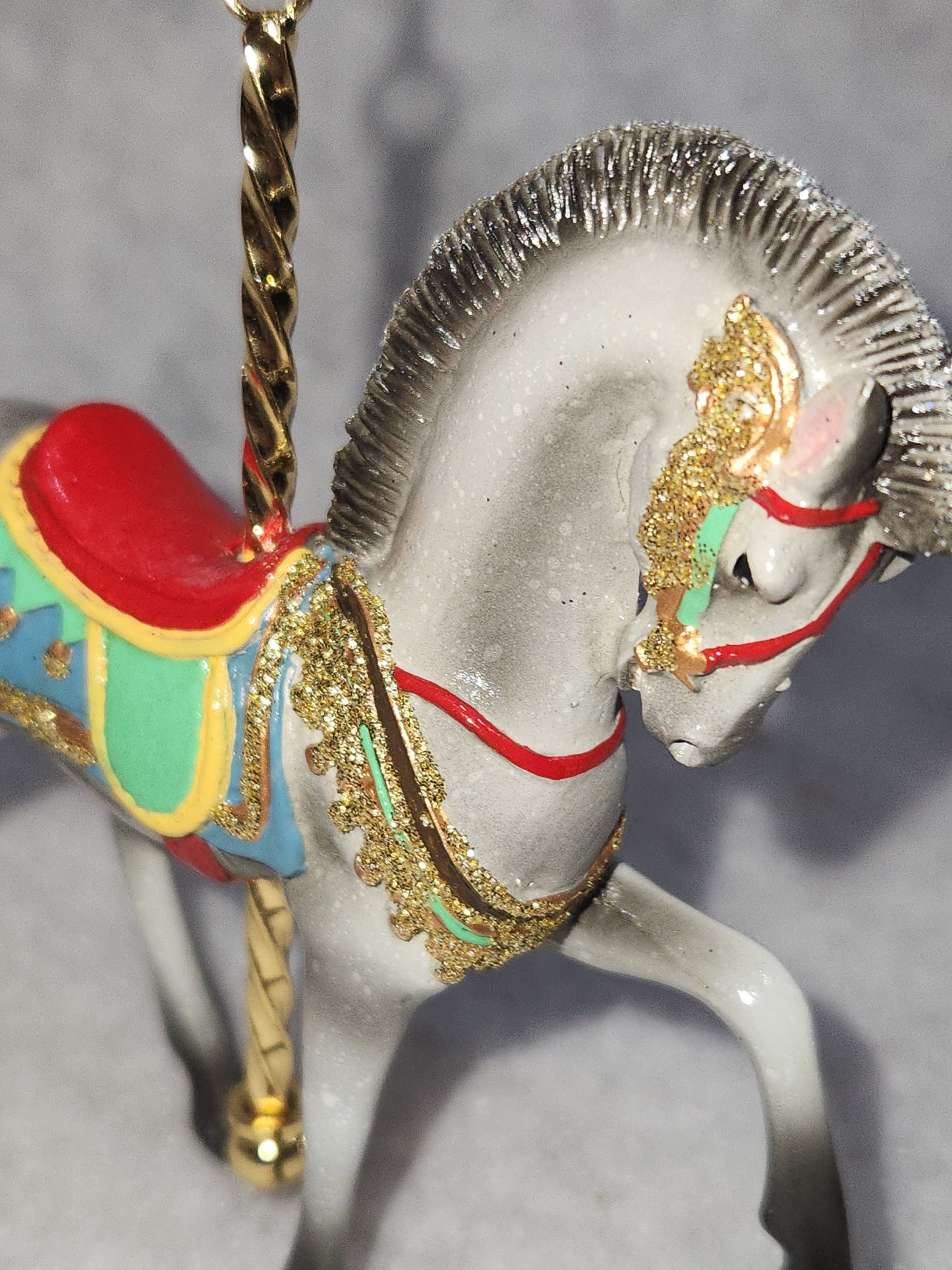 4" Resin Carousel Ornament gray dapple prancing horse orc1