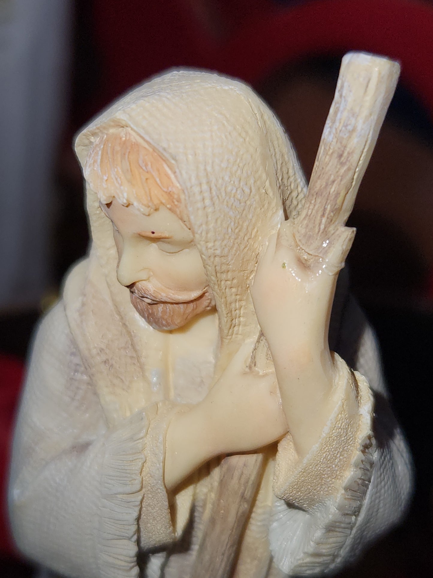 Enesco Nativity with Creche retired 4032062 Mary, Joseph, Jesus SMALL REPAIR DONE ns77