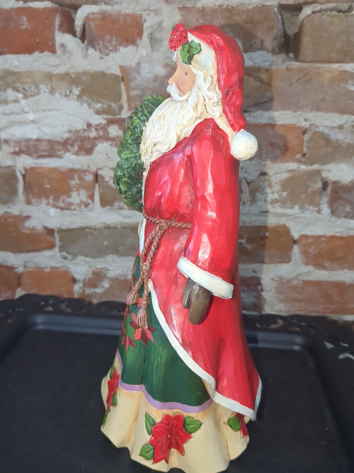 Jim Shore Heartwood Creek Flowering Festivity Santa, Poinsettia, Wreath S4046762r