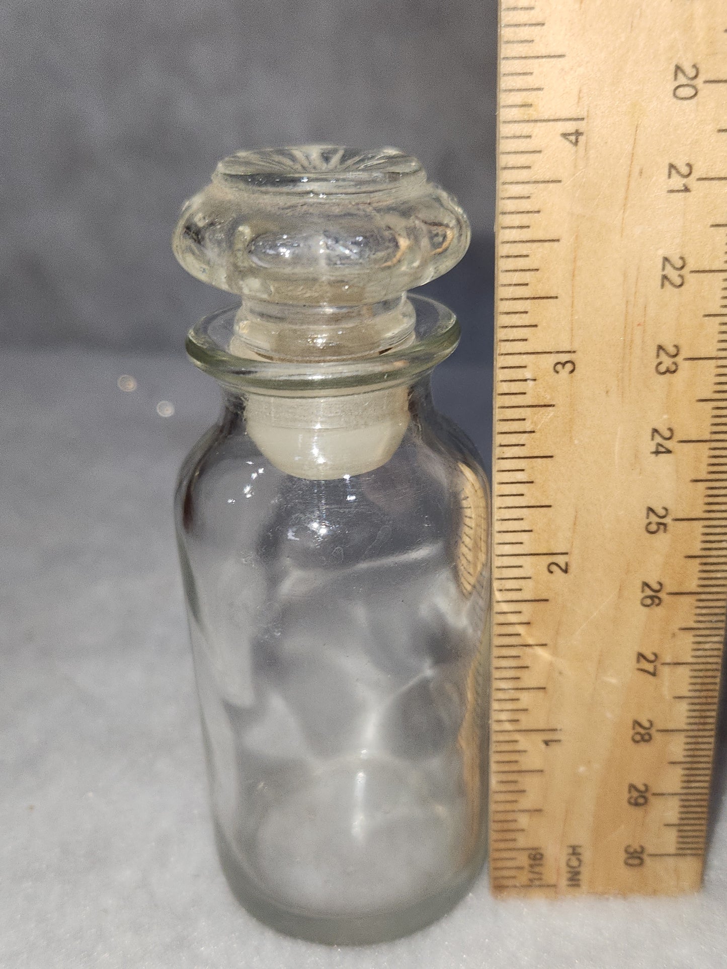 Clear Glass Spice Jar Apothecary Style bottle with glass Stopper with a Plastic Seal g134