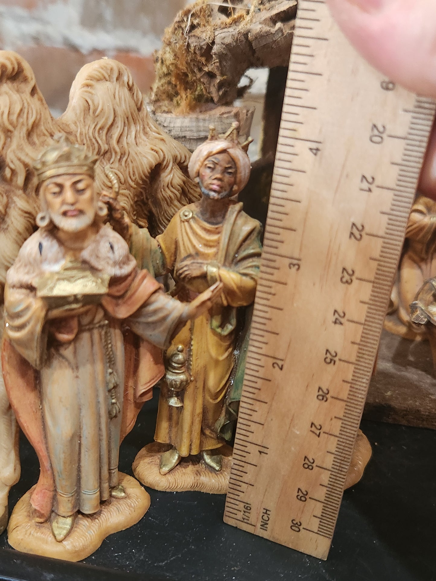 Vintage Fontanini Depose 1983 made in Italy Jesus Mary Joseph, 3 wise men, camel, goat, sheep, Angel stable