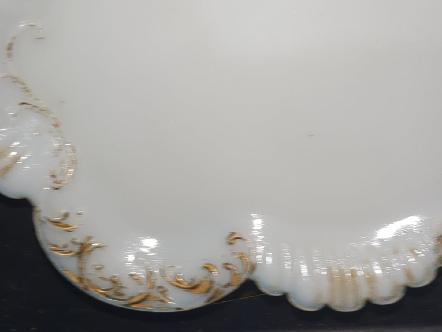 Antique Vanity Milk Glass Tray gold gl887