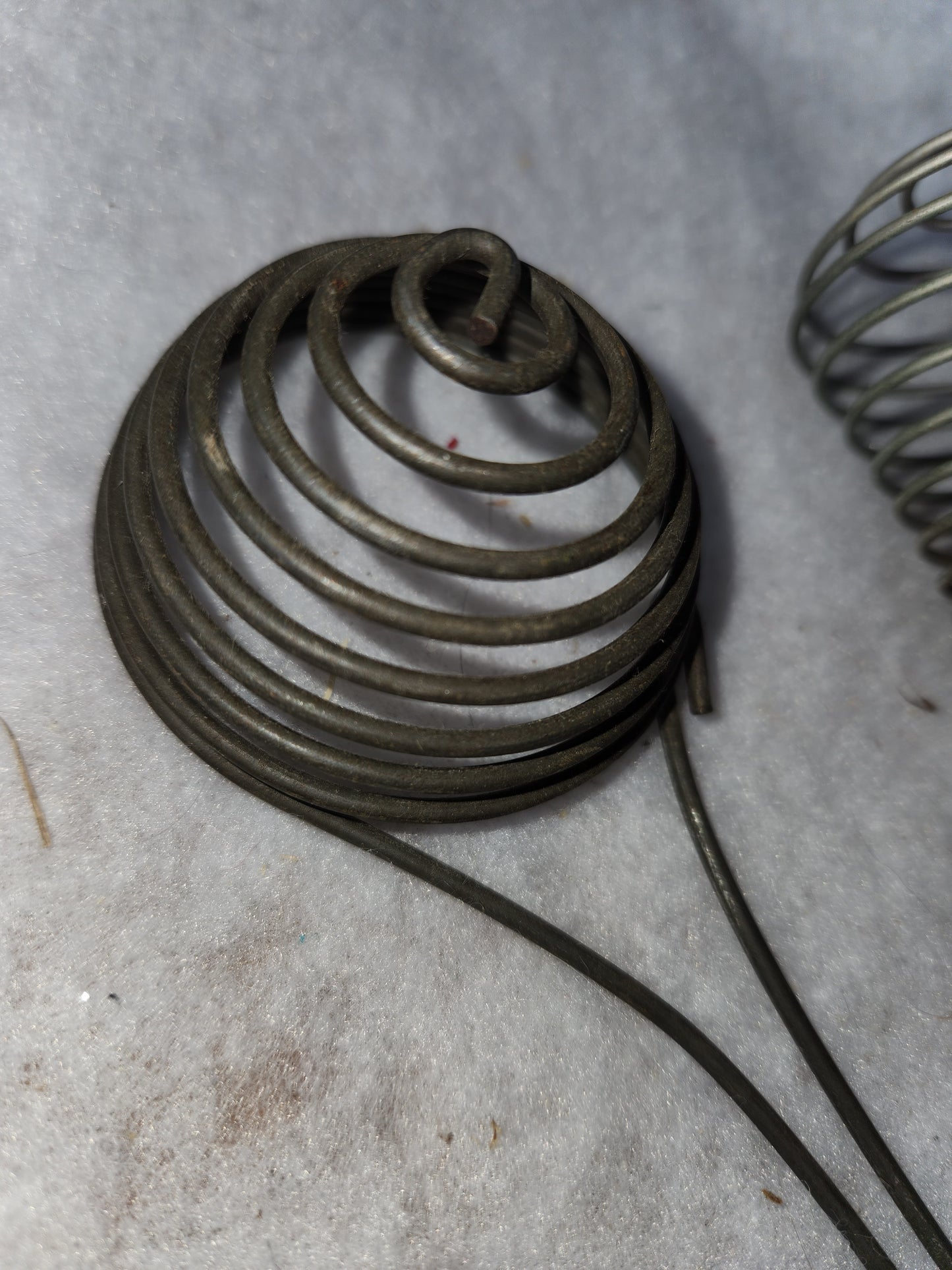 Vintage 2 piece kitchen  metal wire coil beehive egg separator & wire coil whisk kit77