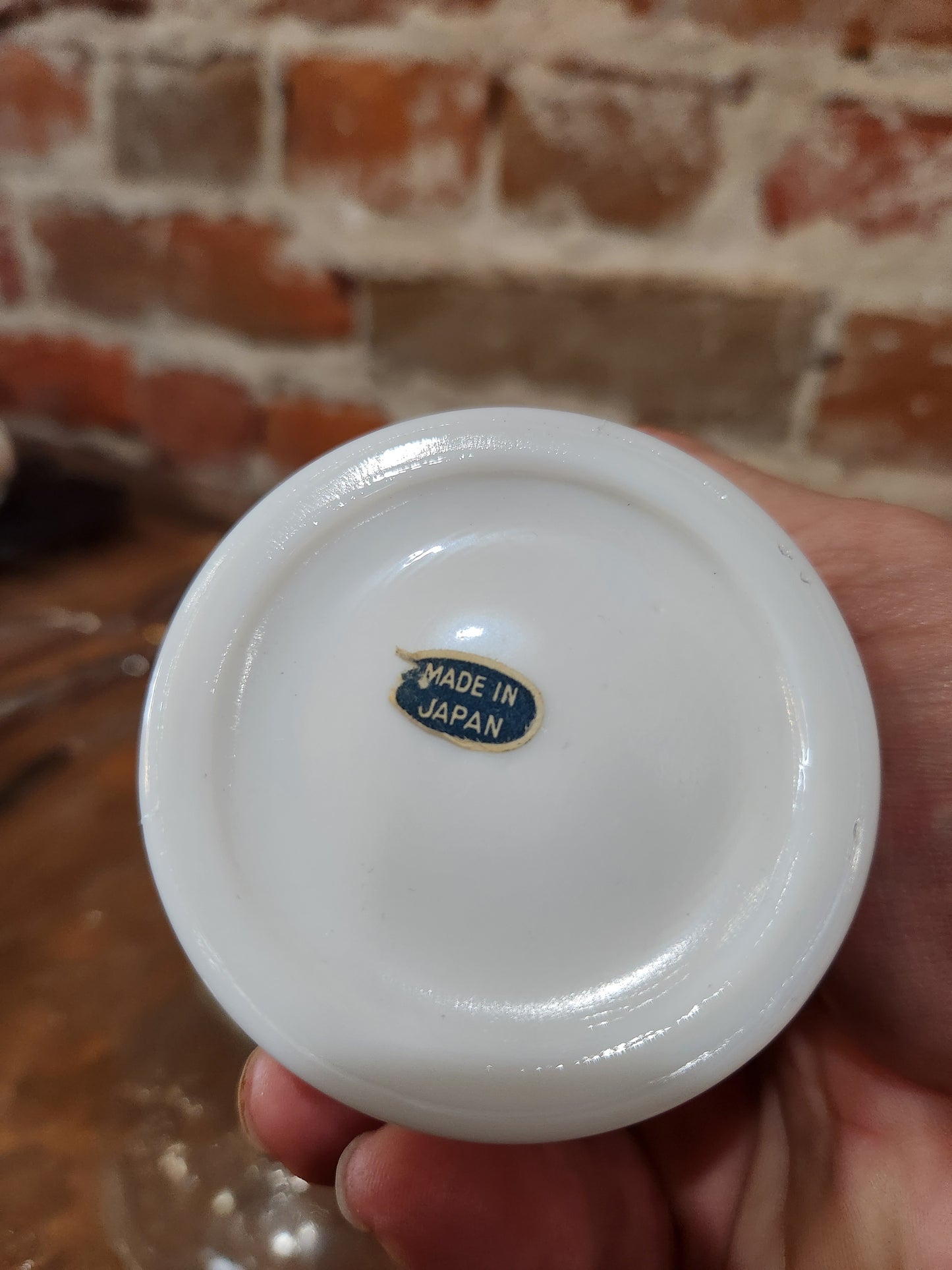 Vintage Enesco Miniature Round Hobnail Milk Glass Oil Lamp 8” lamp4