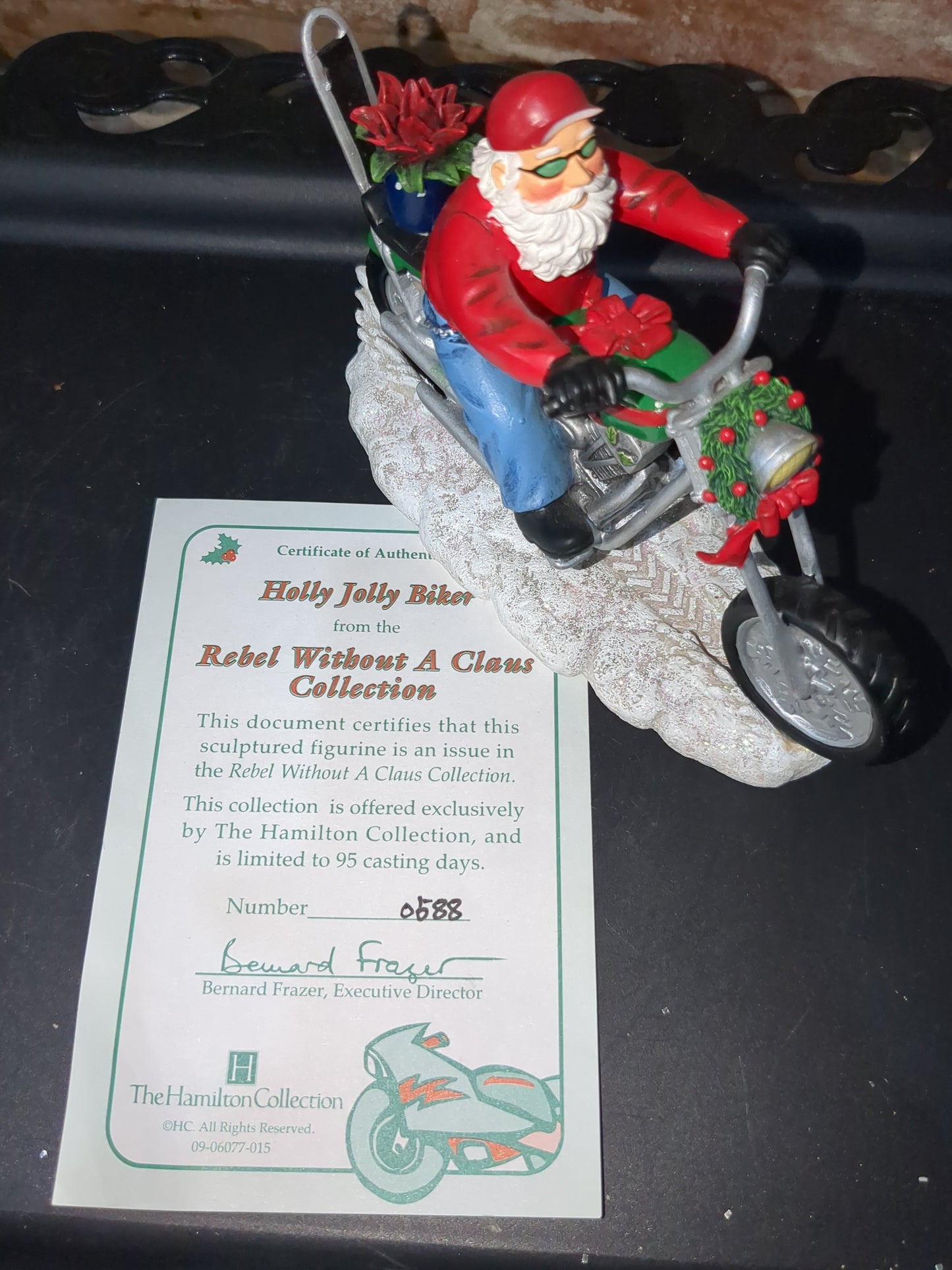 Christmas Limited Edition Rebel Without A Claus motorcycle Figurine "Holly Jolly Biker" by Hamilton r2