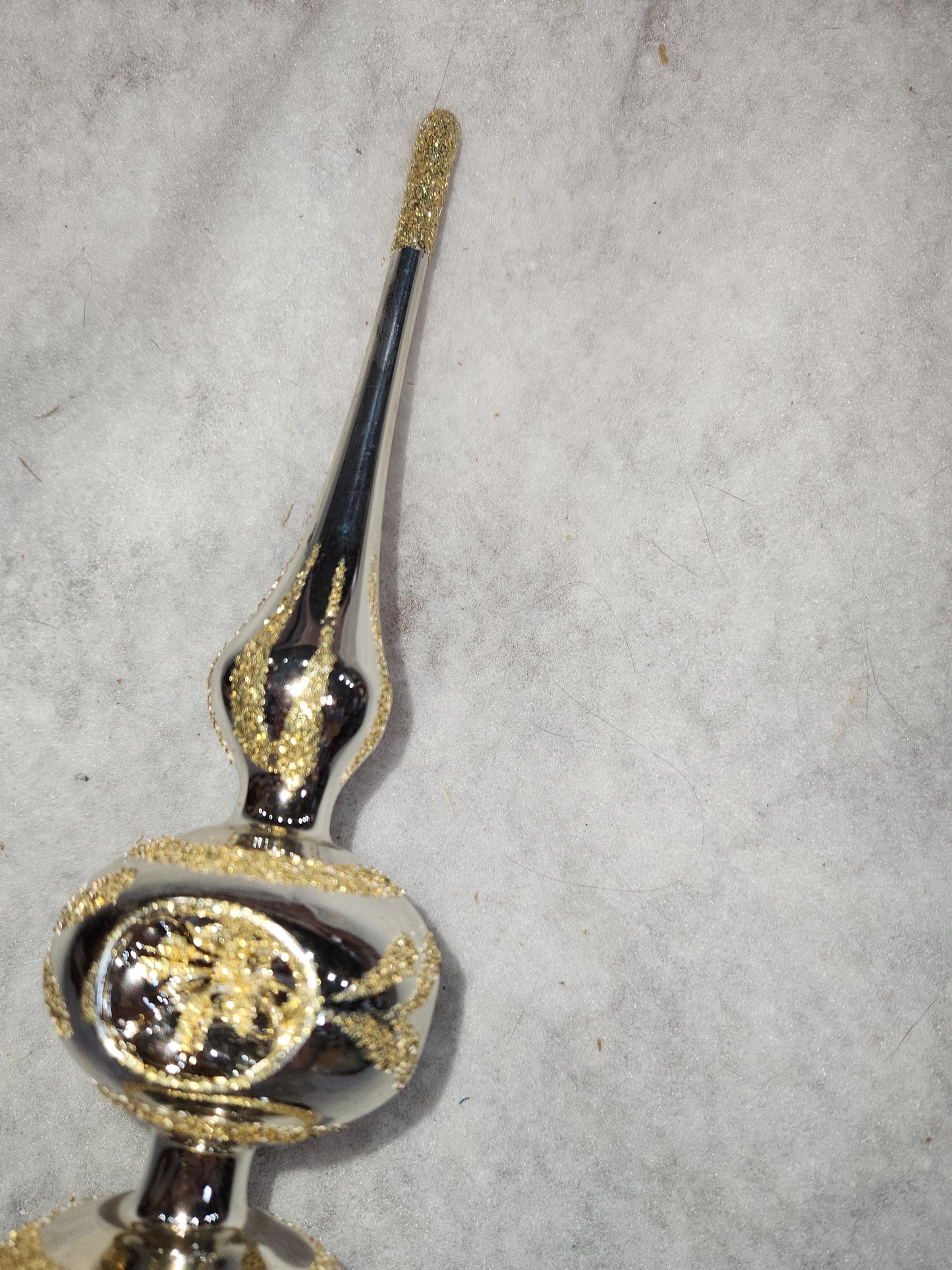 Vintage glass Christmas tree topper Commodore Romainia 12" tt71
