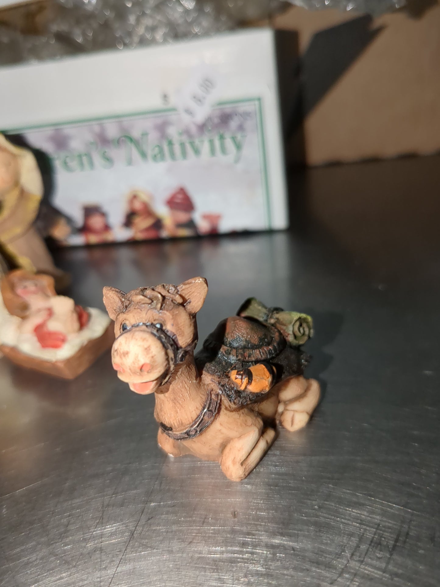 vintage Dixon's children Nativity. Made of resin, 2 and 1/4 in high, and seven pieces cn1