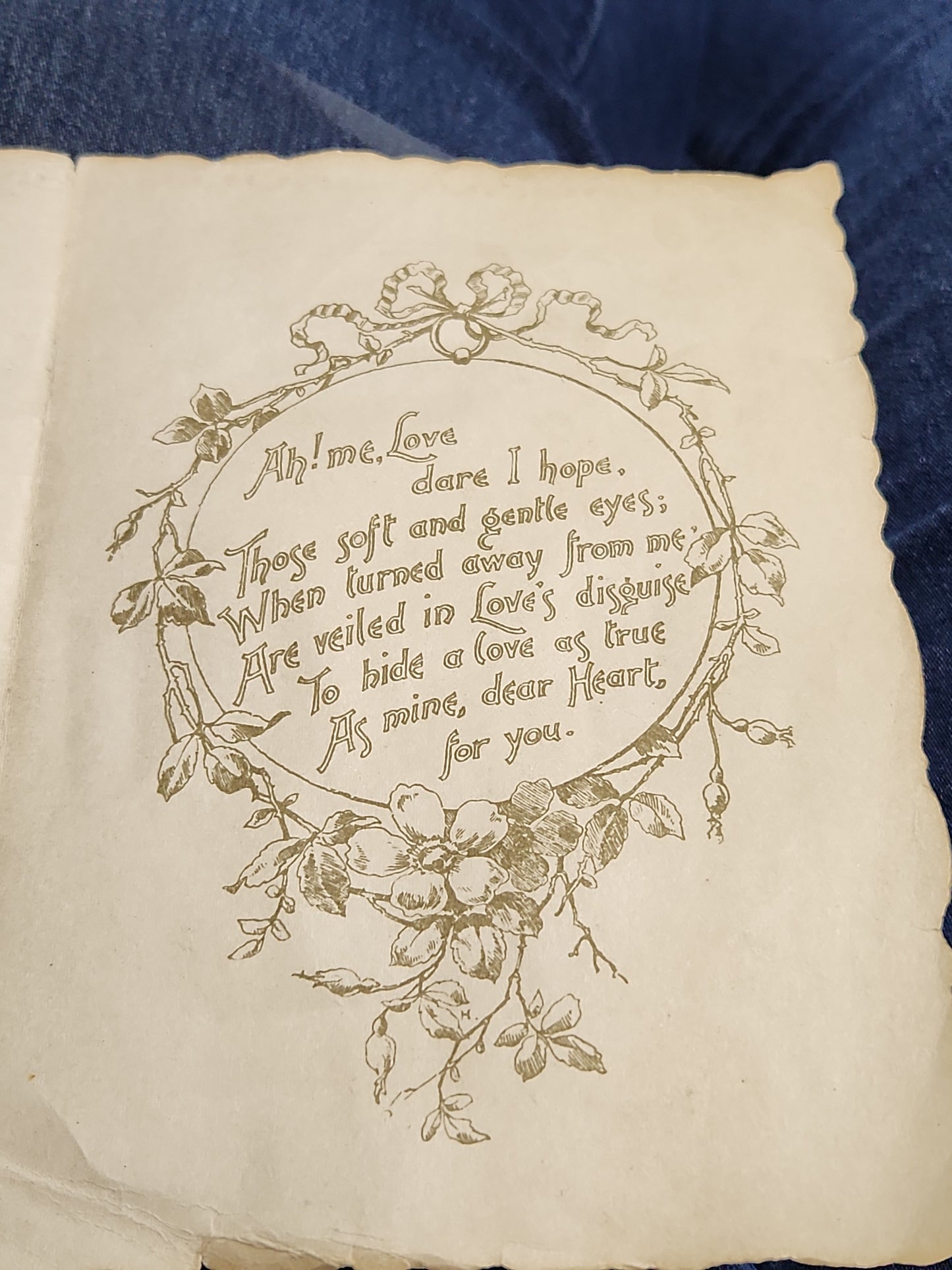 Antique Victorian Valentines Day card paper and lace