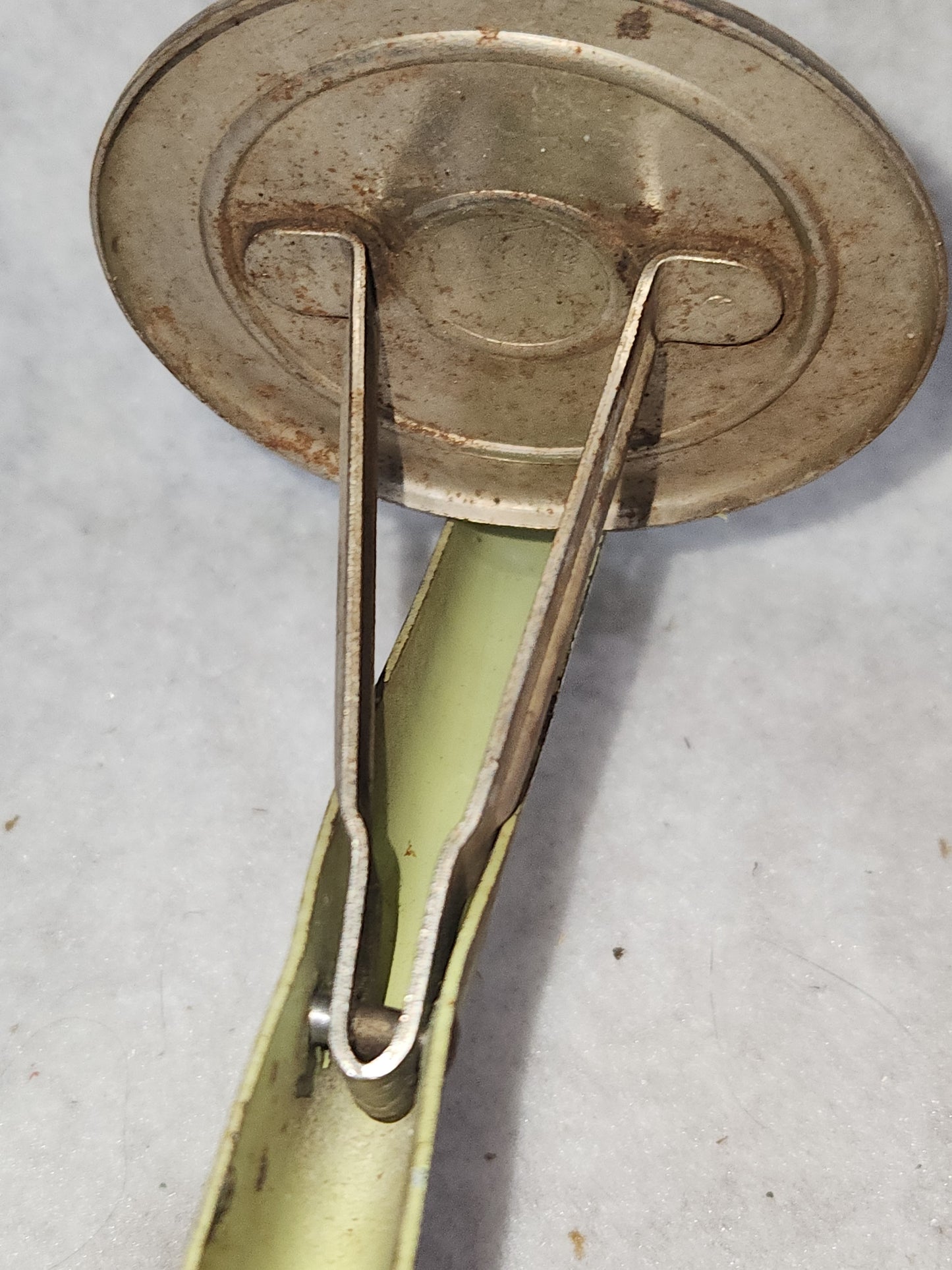 Vintage Old Green Potato Ricer Dirty Mint Green Handle Universal No Makers Mark kit920