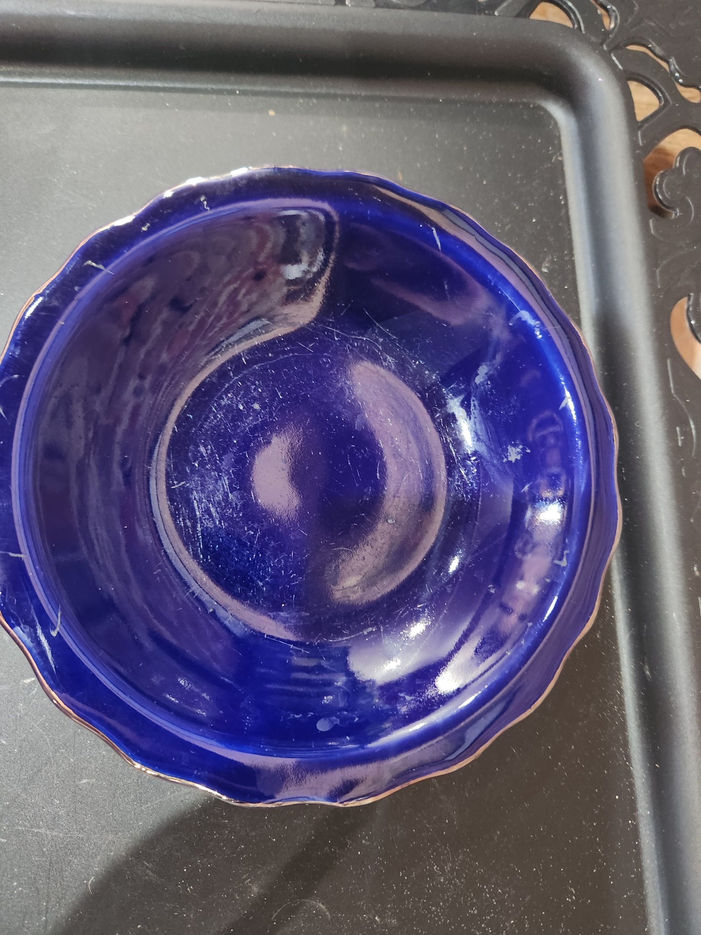 Porcelain Small Pitcher Bowl Set Taiwan Blue Floral Gold Trim Accent pit23