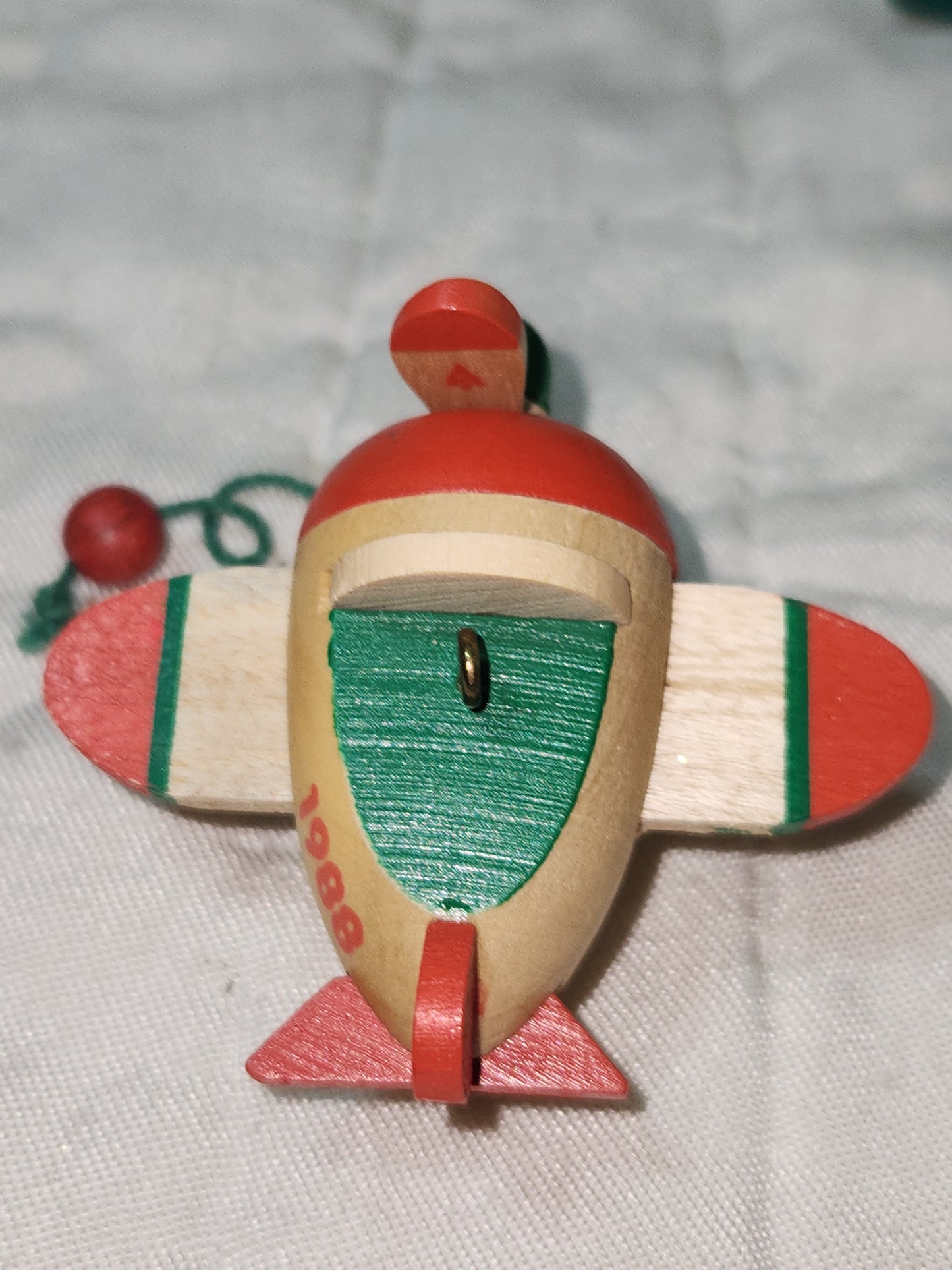 Vinyage Hallmark Ornament 1988 Wooden Airplane 5th in Nostalgic Childhood Ornaments Series