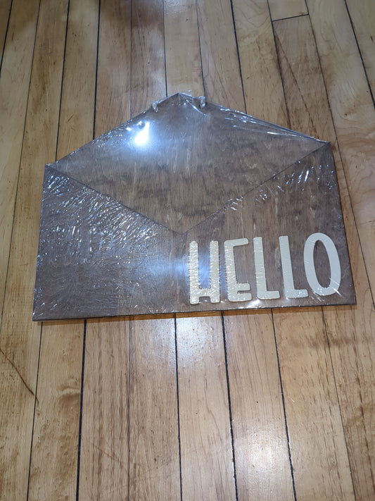 Stained with cream hello Envelope interchangeable door sign