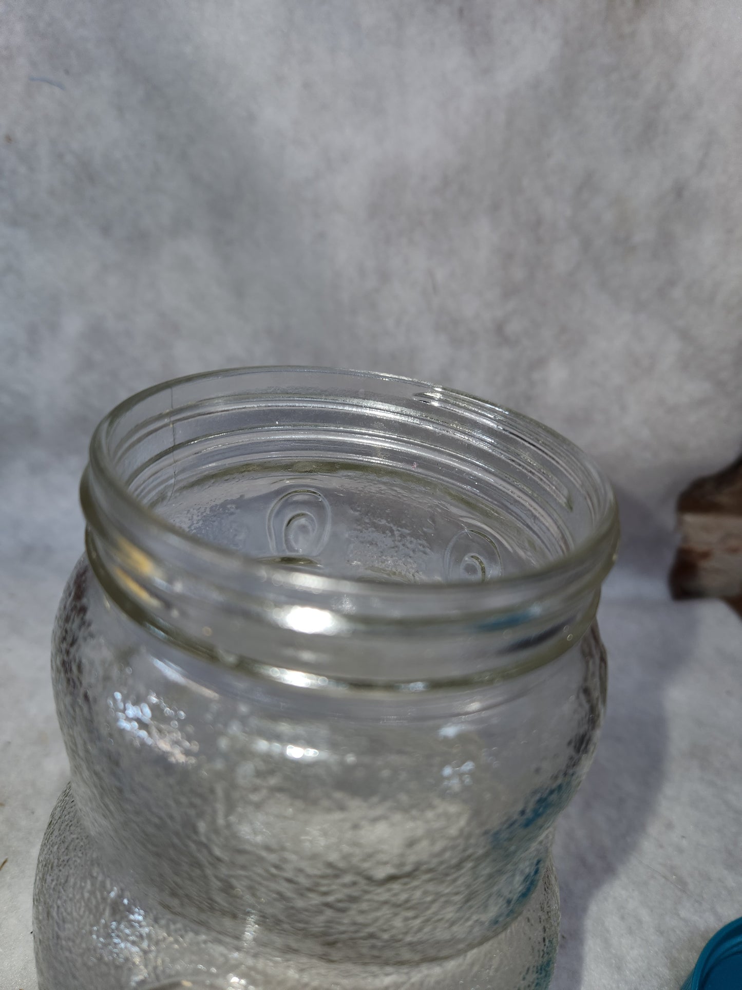 Vintage 1990 Skippy Peanut Butter- Beaver Glass Jar Bank- 100th Anniversary turquoise lid skj1