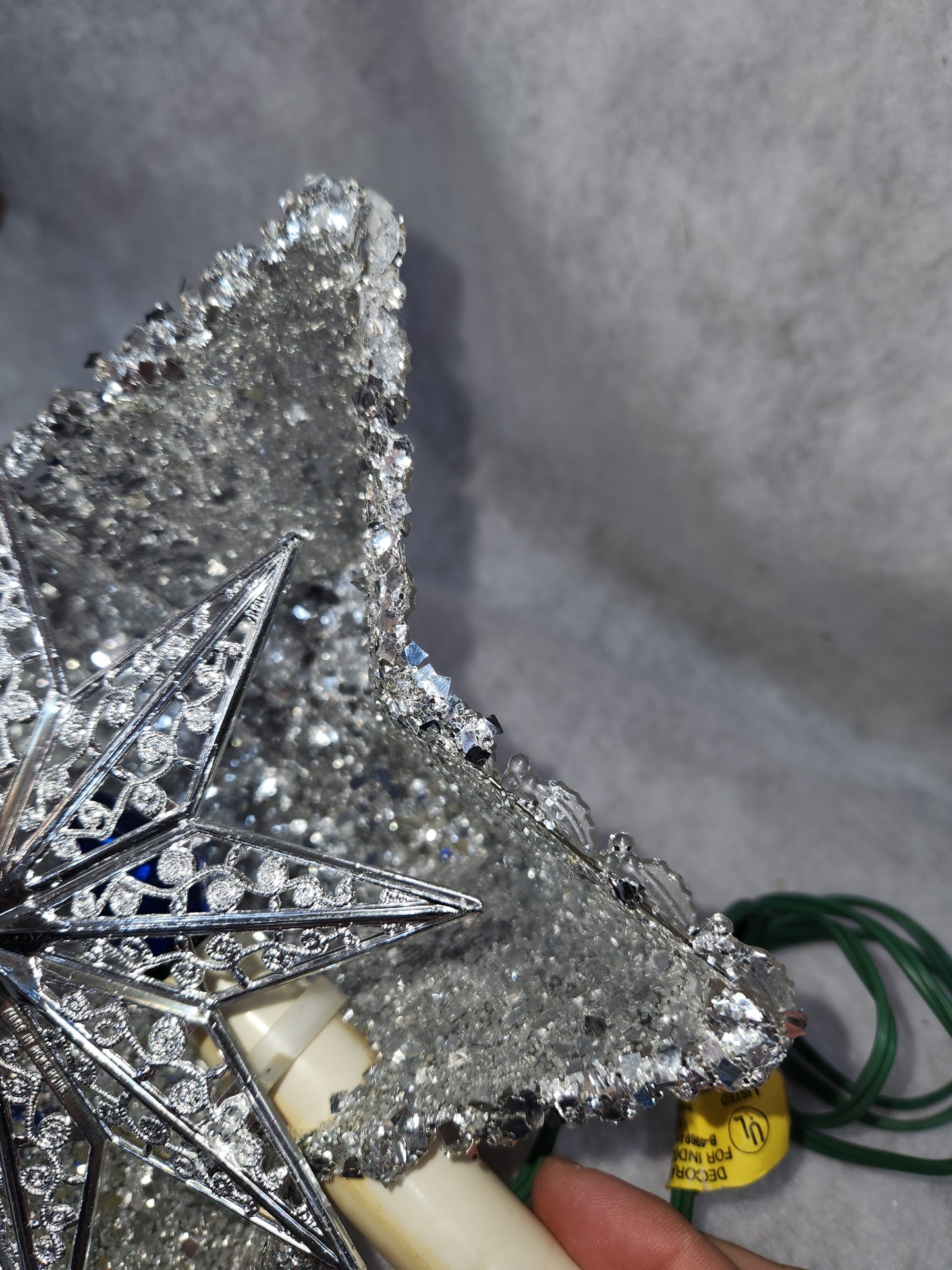 111 Vintage unique plastic star tree topper with reflector foil silver
