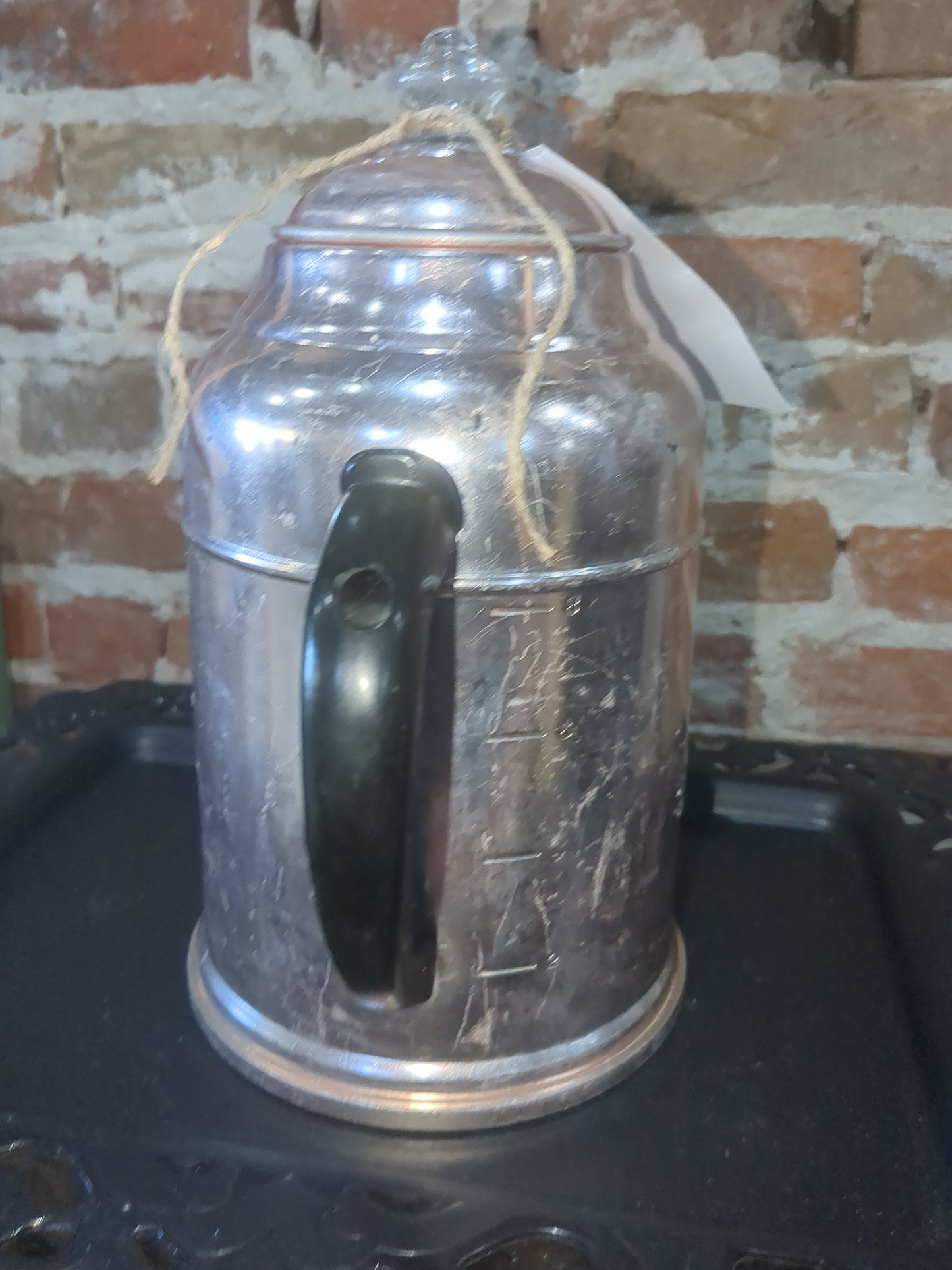 Vintage Mirror Water Kettle" The Finest Aluminum" 2 1/2 Quart Copper tone with Black Handle alum1