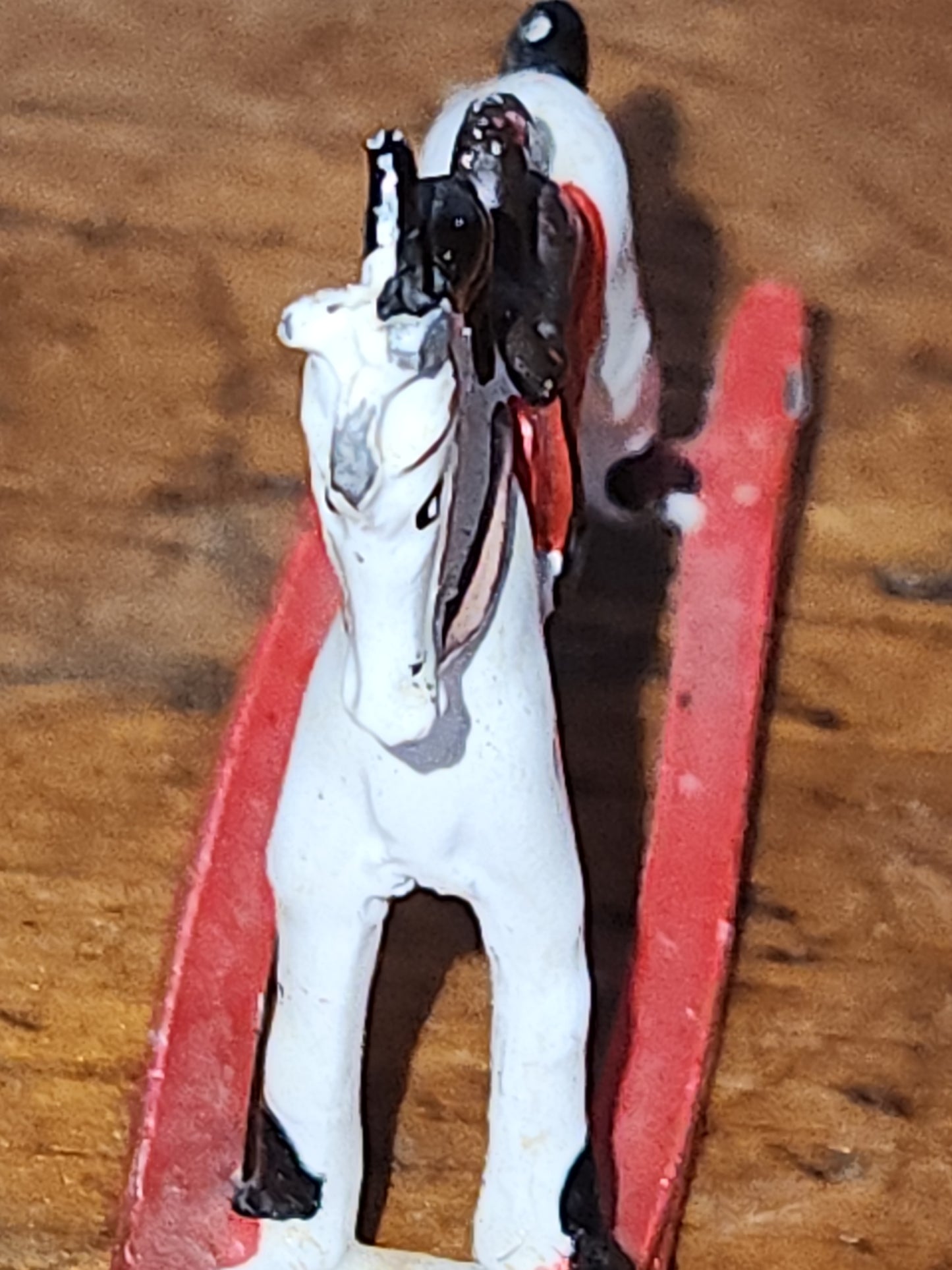 Vintage Cast Lead Tiny, White, Rocking Horse ornament or dollhouse min2