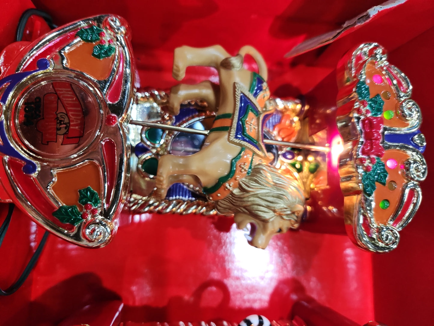 Vintage Mr Christmas Holiday Carousel Ornaments Circa 1874 Circus Animals Lion Zebra car50