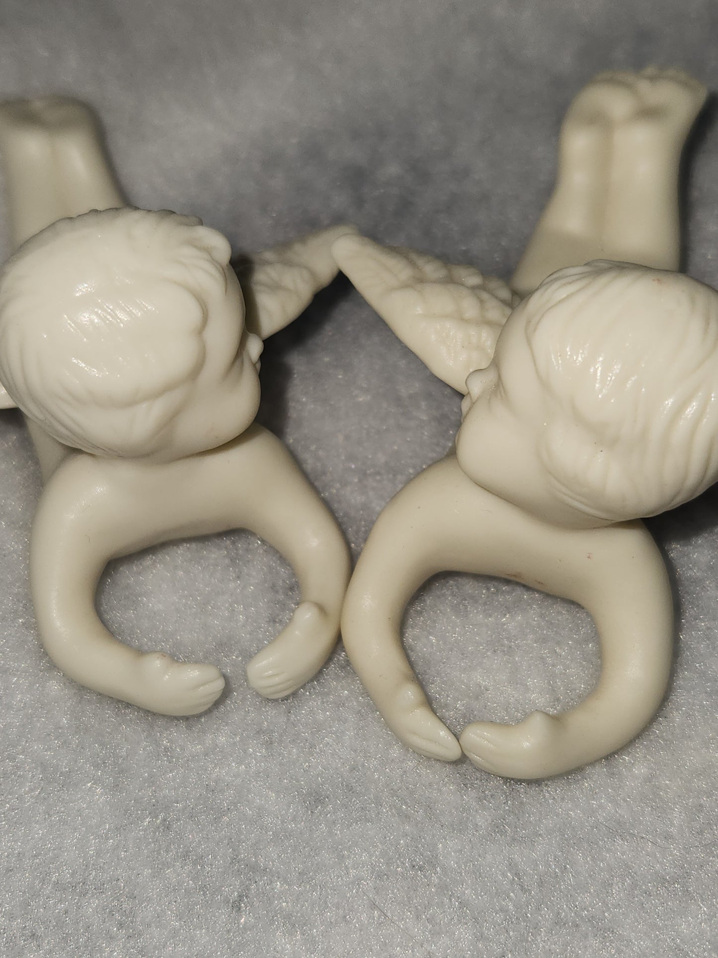 Vintage flying Cherubs Angels Fine Bisque Porcelain Candle Huggers China an69
