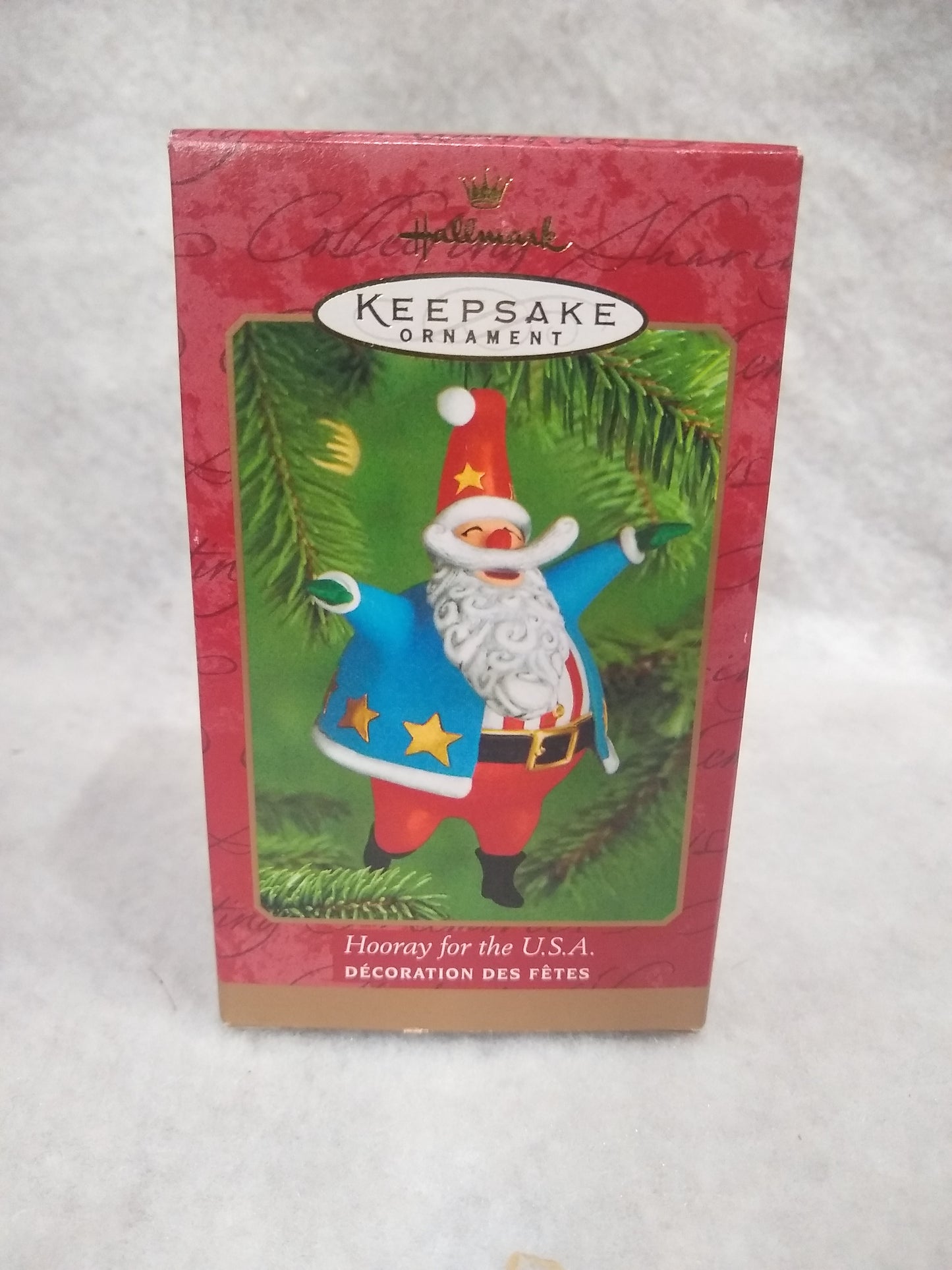 Vintage 2000 Hallmark Christmas Ornament Hooray for the U.S.A. Patriotic Santa h917
