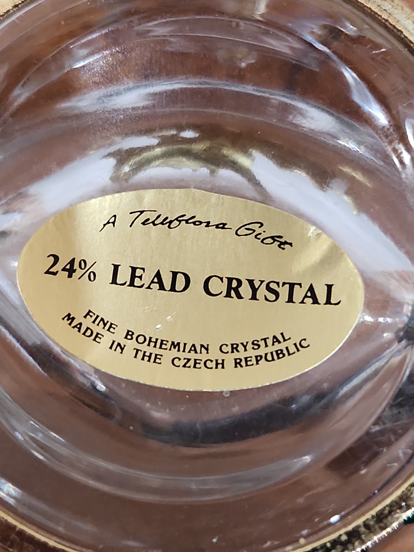 Fine Bohemian 24% Lead Crystal Vase with jeweled holly leaf and berries Czech Republic va3
