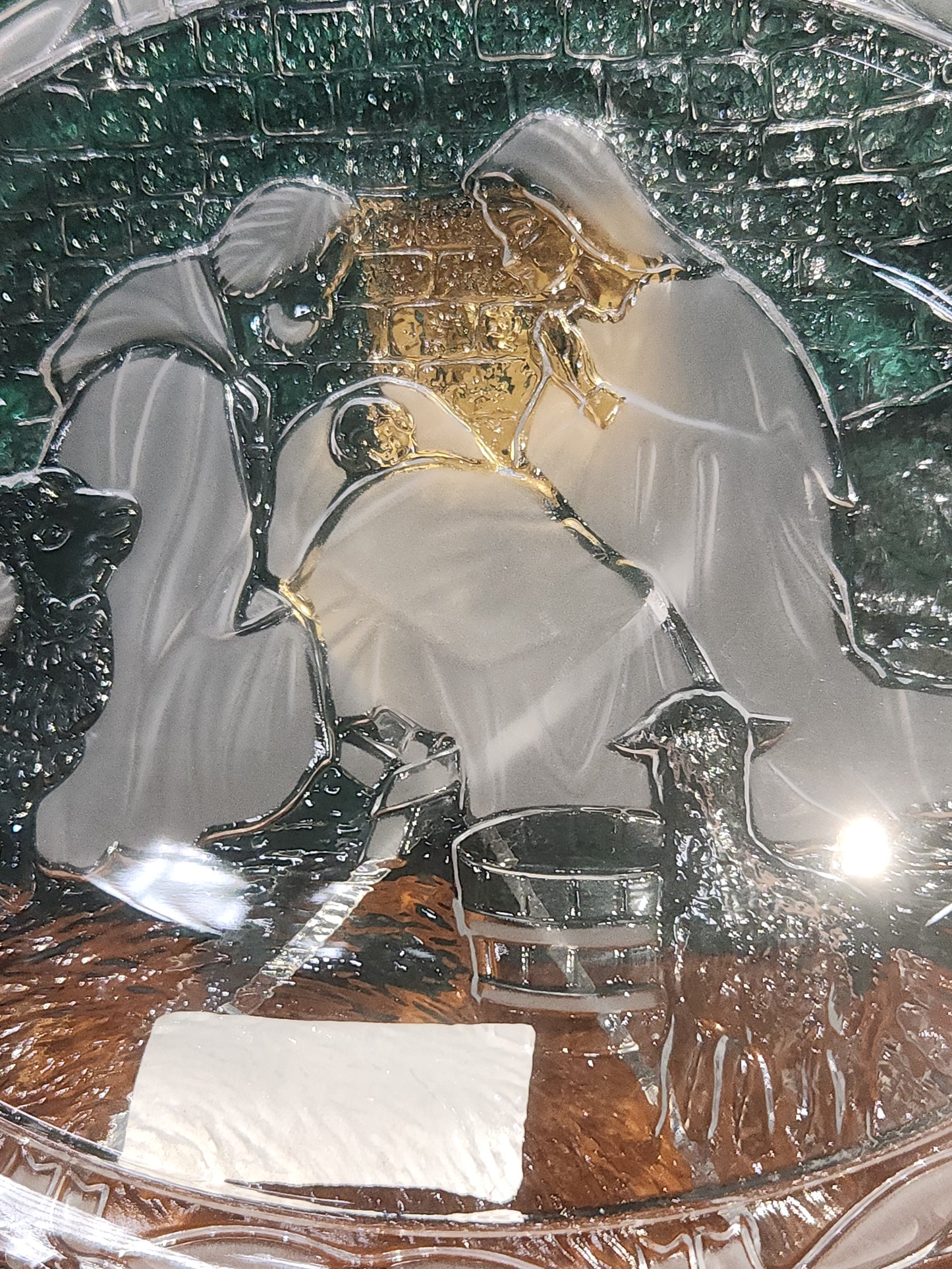 Mikasa Christmas Nativity display platter, trinket Dish, plaque crystal 9" x 7"
