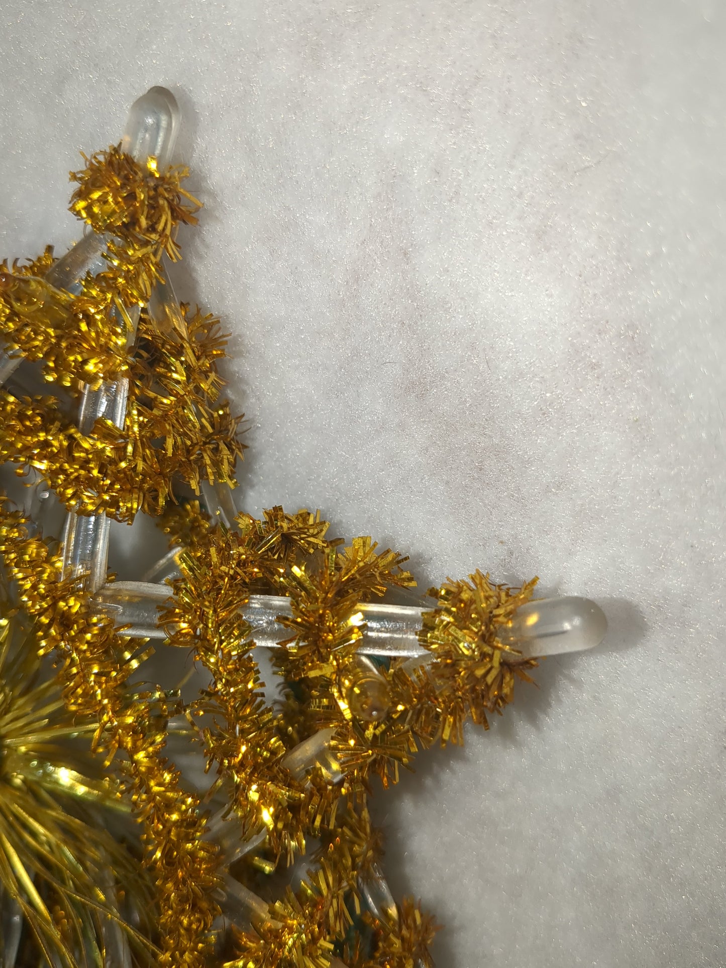 111 Vintage Christmas Tree Topper Santa Trim 10 Lights Tree Top Box gold tinsel tt564