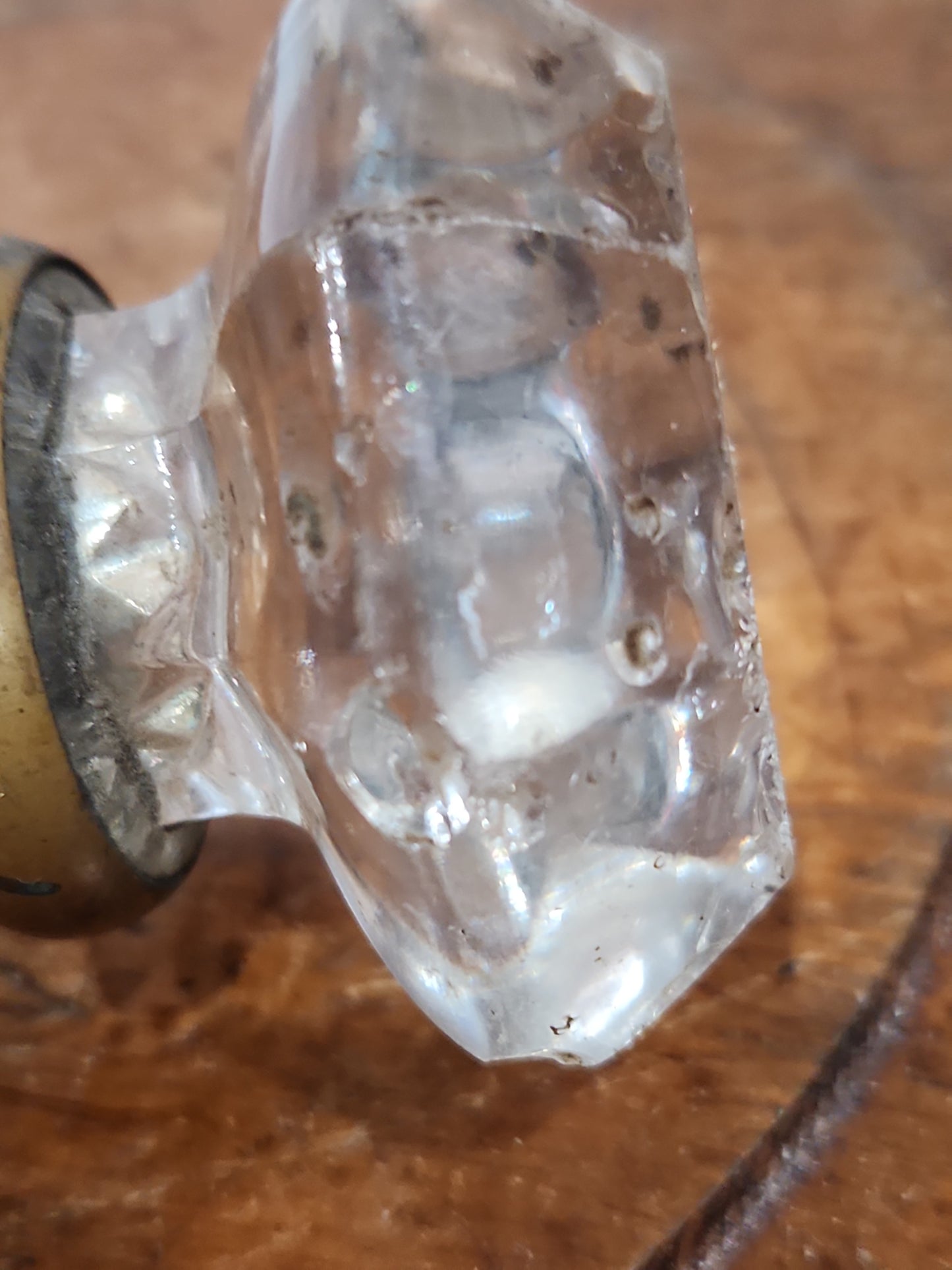 Antique UNMATCHING Glass and Metal Door Knobs attached to a stem kn21