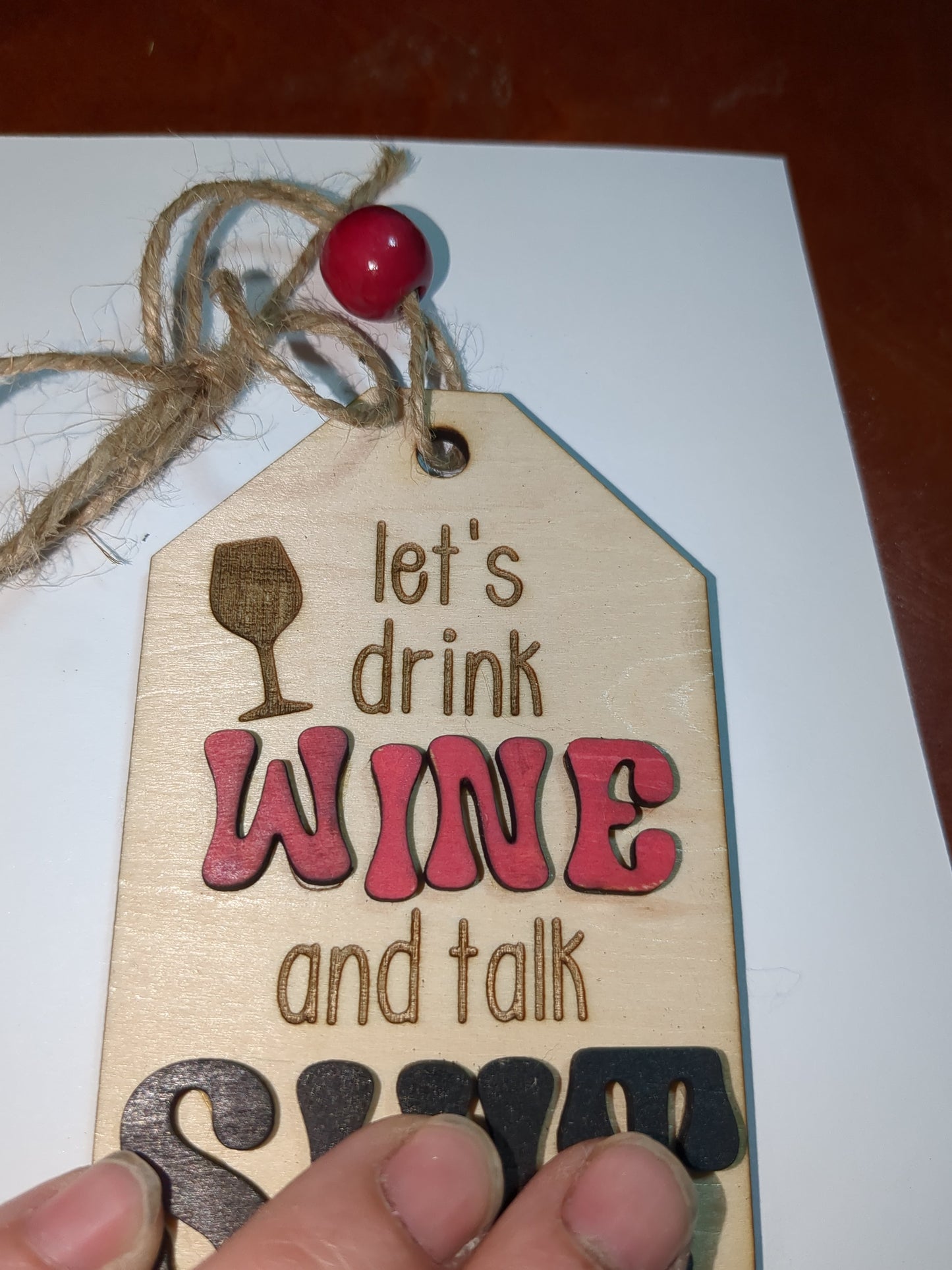 Wine bottle tag Let's drink wine and talk s*i* ho5