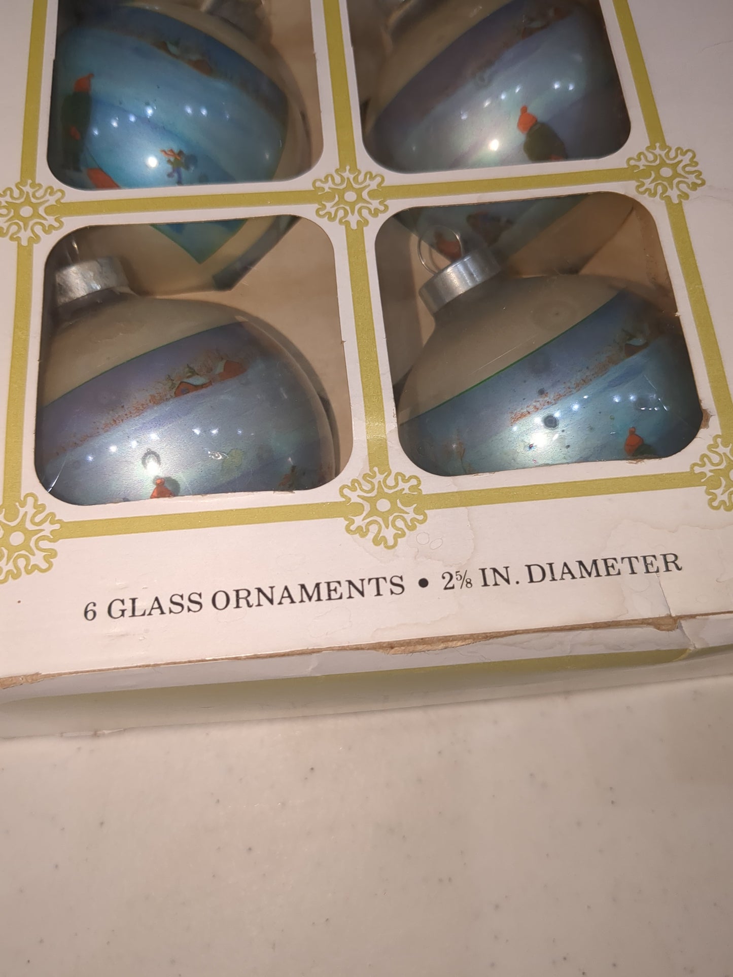 BO3 box of Noelle sledding glass ornaments