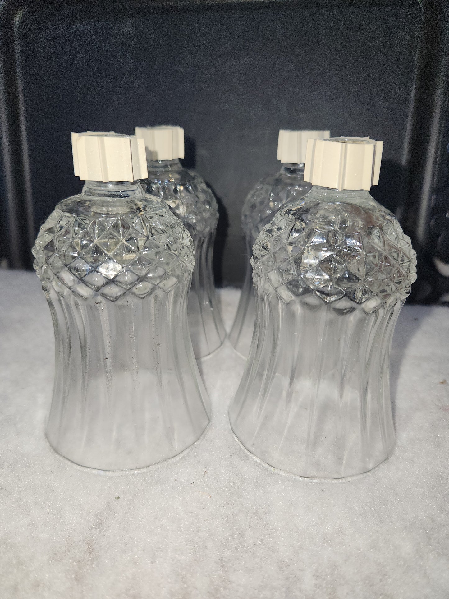 Vintage Home Interiors Diamond Crystal Glass Votive Cup Candle Holder Set of 4