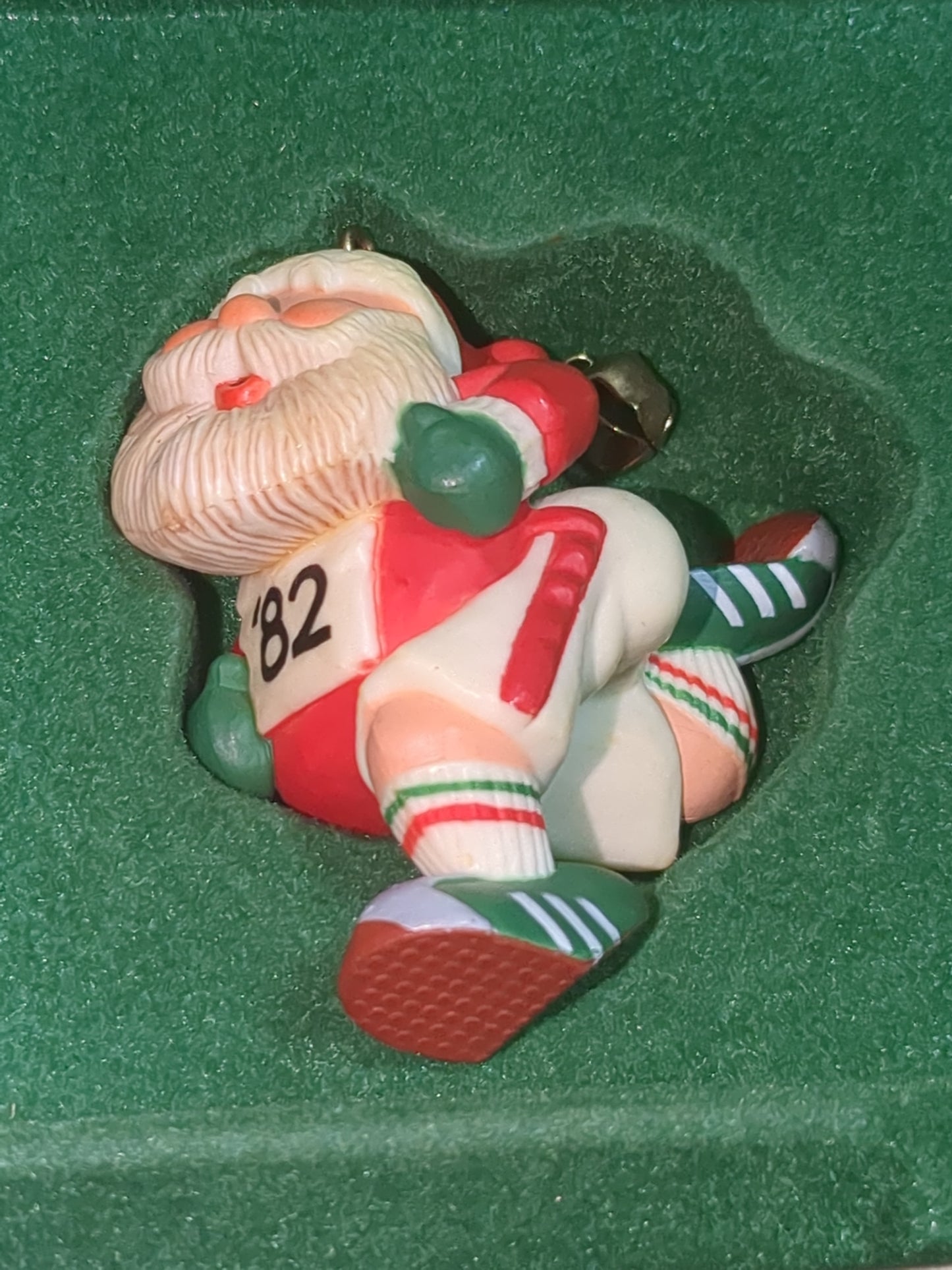 Vintage Hallmark Jogging Santa Claus Christmas Ornament Running Marathon Runner 1982 ho654