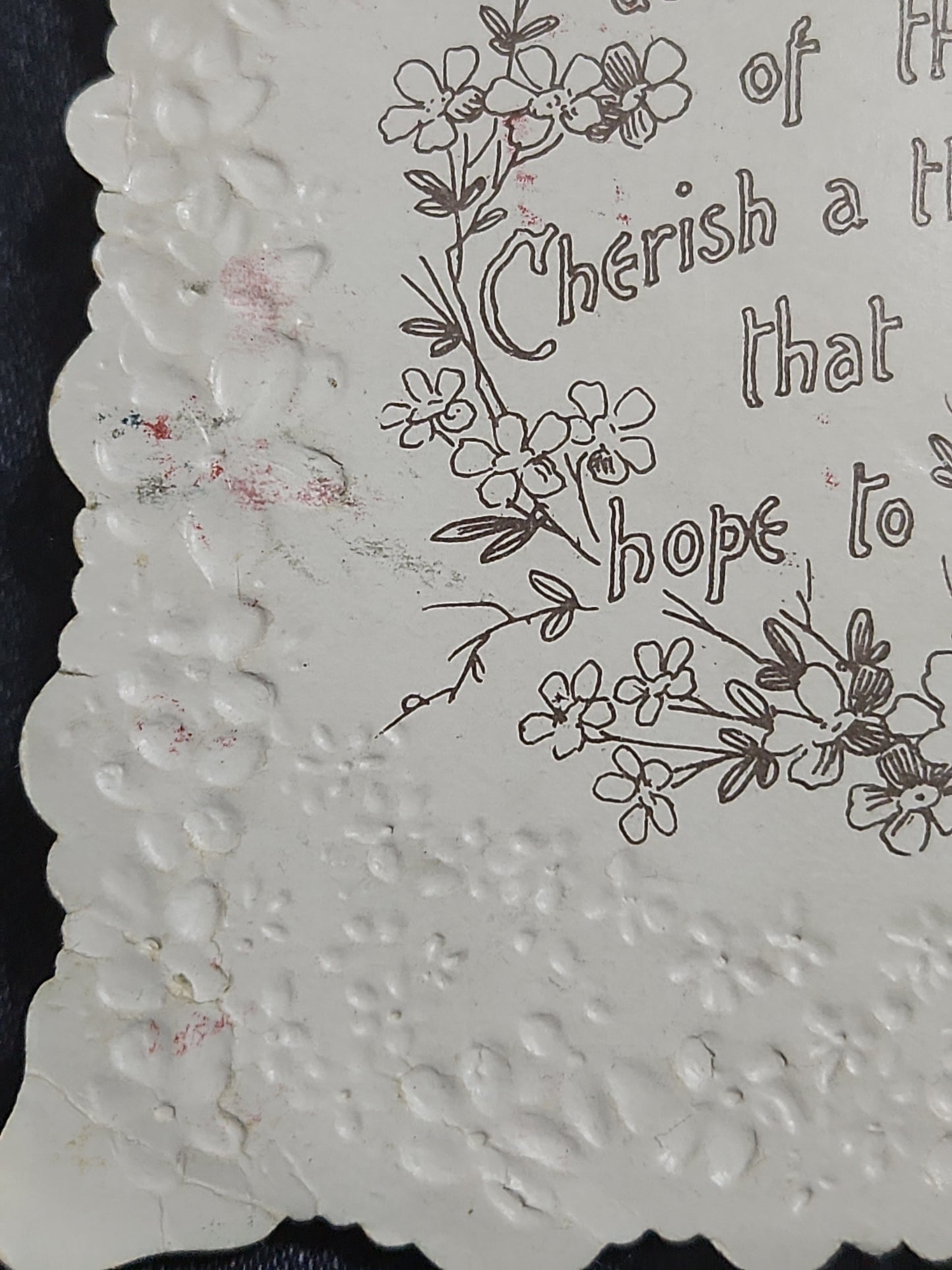 Antique Valentines Postcard Embossed Beloved Victorian couple Embossed flowers poem