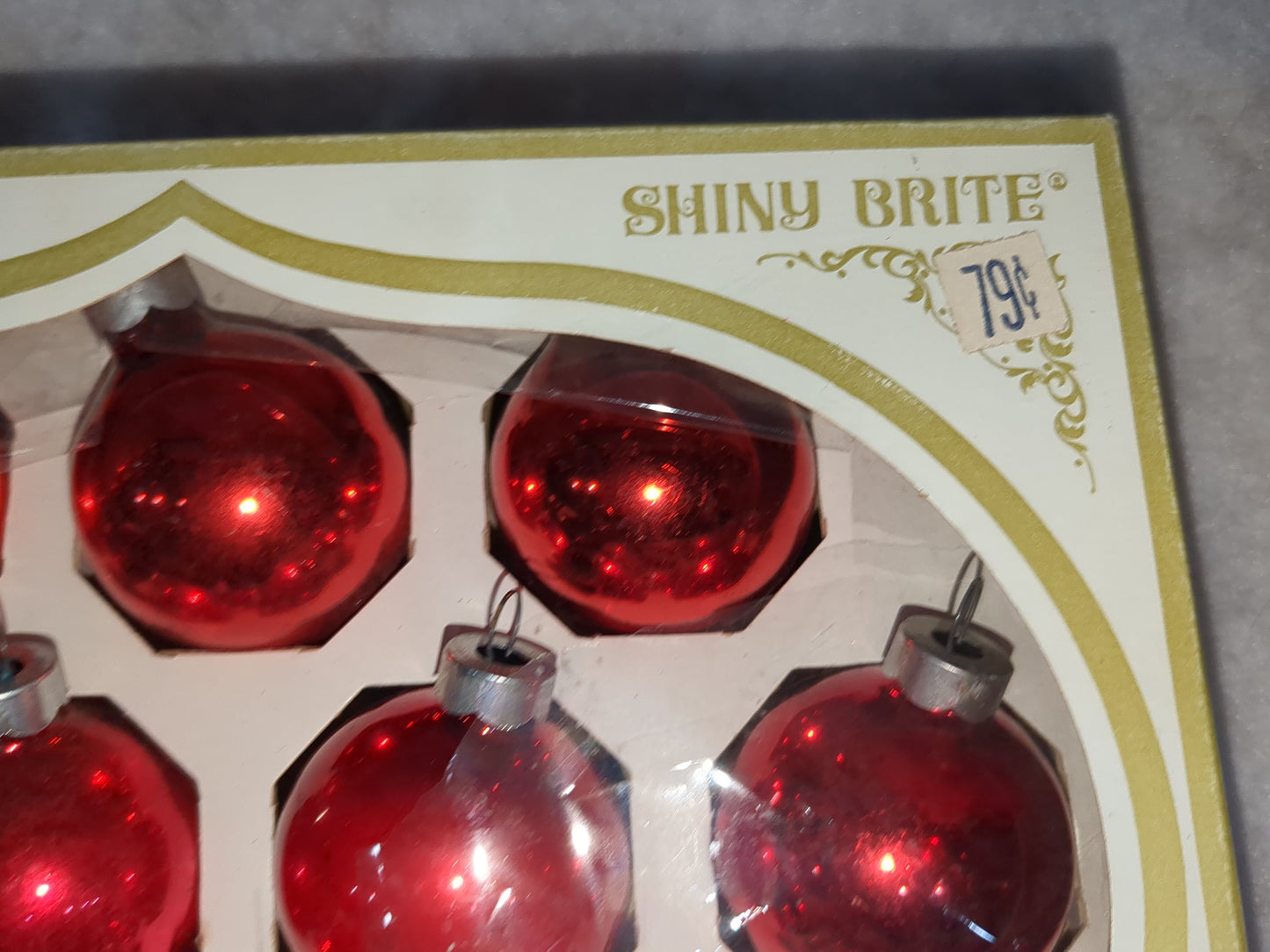 Box of Shiny Brite red ornament 1 1/2" box99