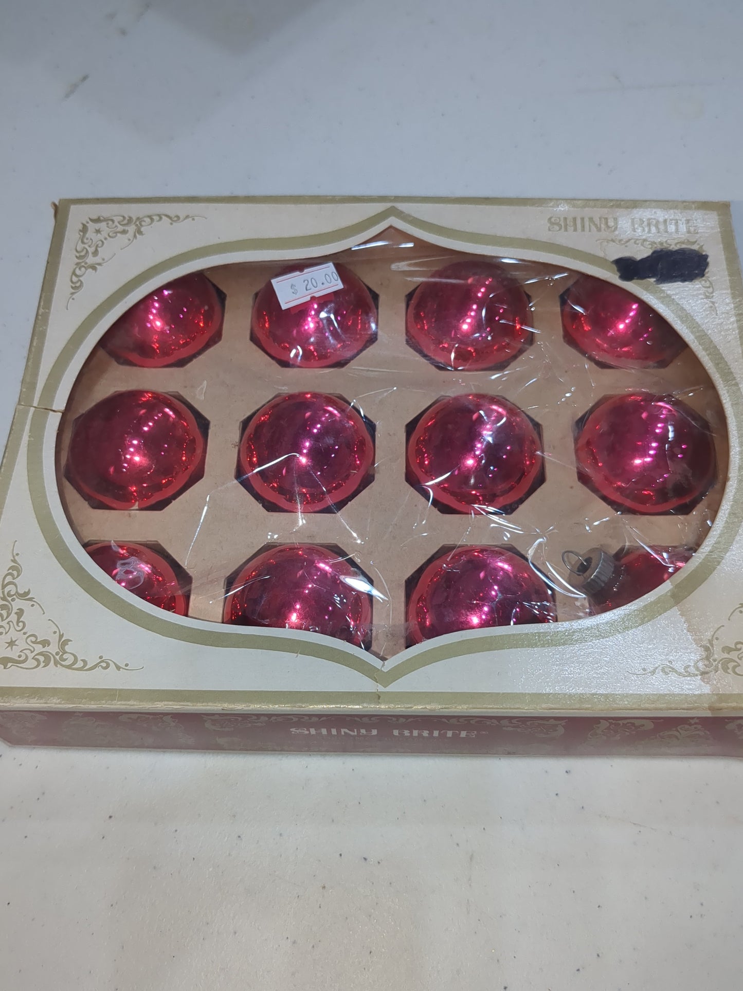 Bo4 box of shiny bright hot pink ornament 1 1/2"