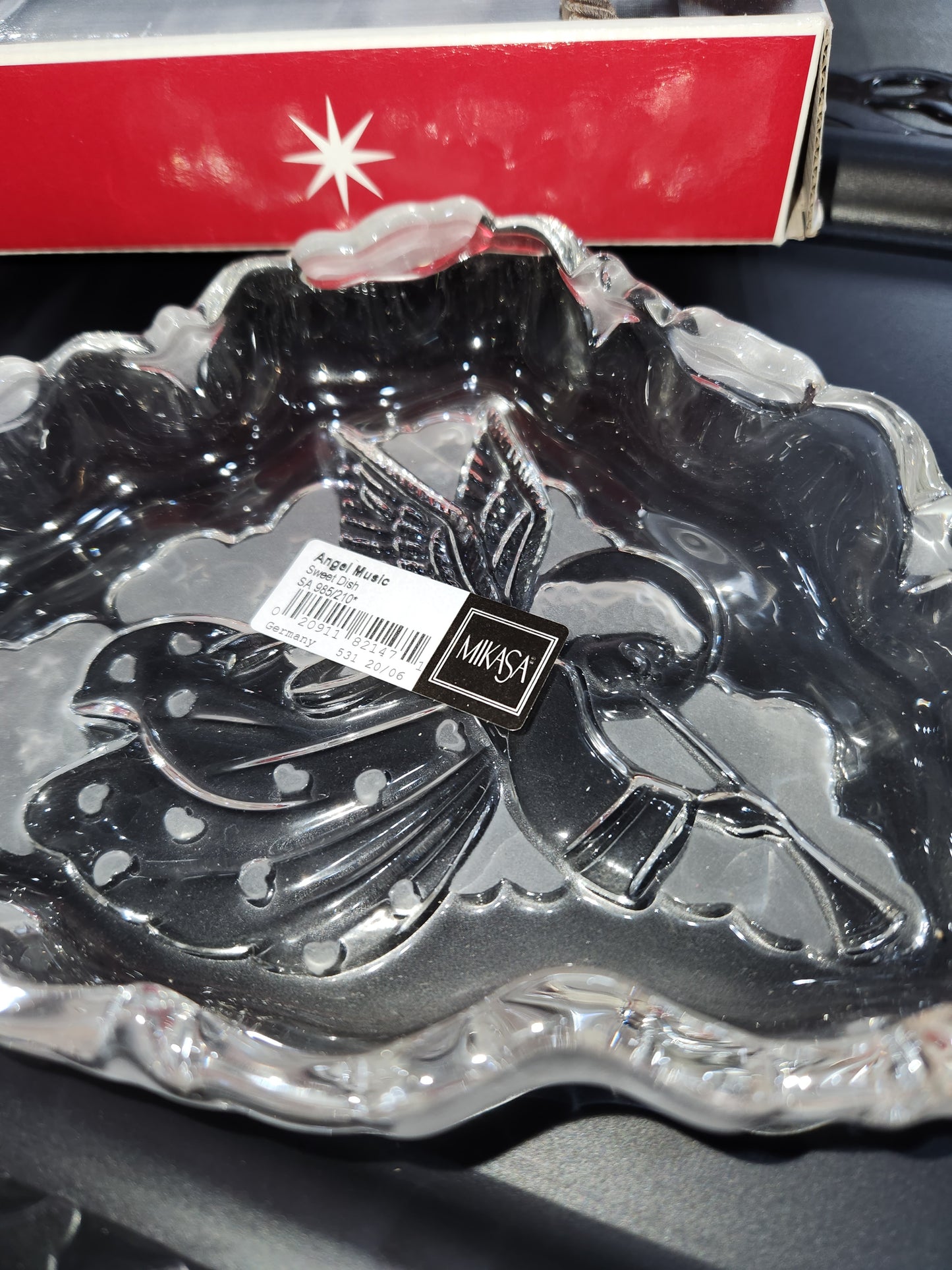 Vintage Mikasa Christmas Holiday Crystal Angel Music Sweet Dish - item# SA 985/210 mk3