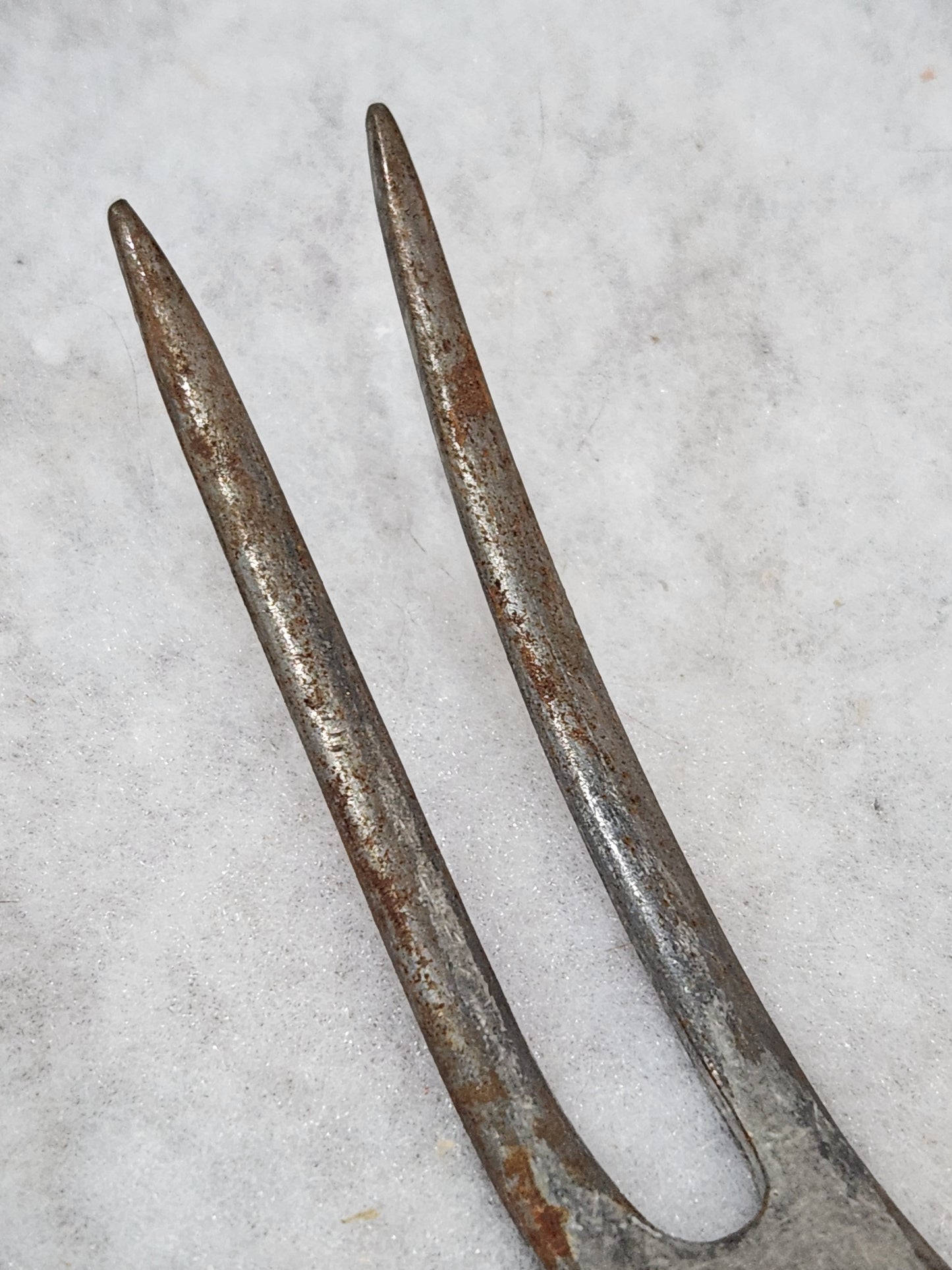 Antique Metal Two Pronged Serving Fork heavy kit66