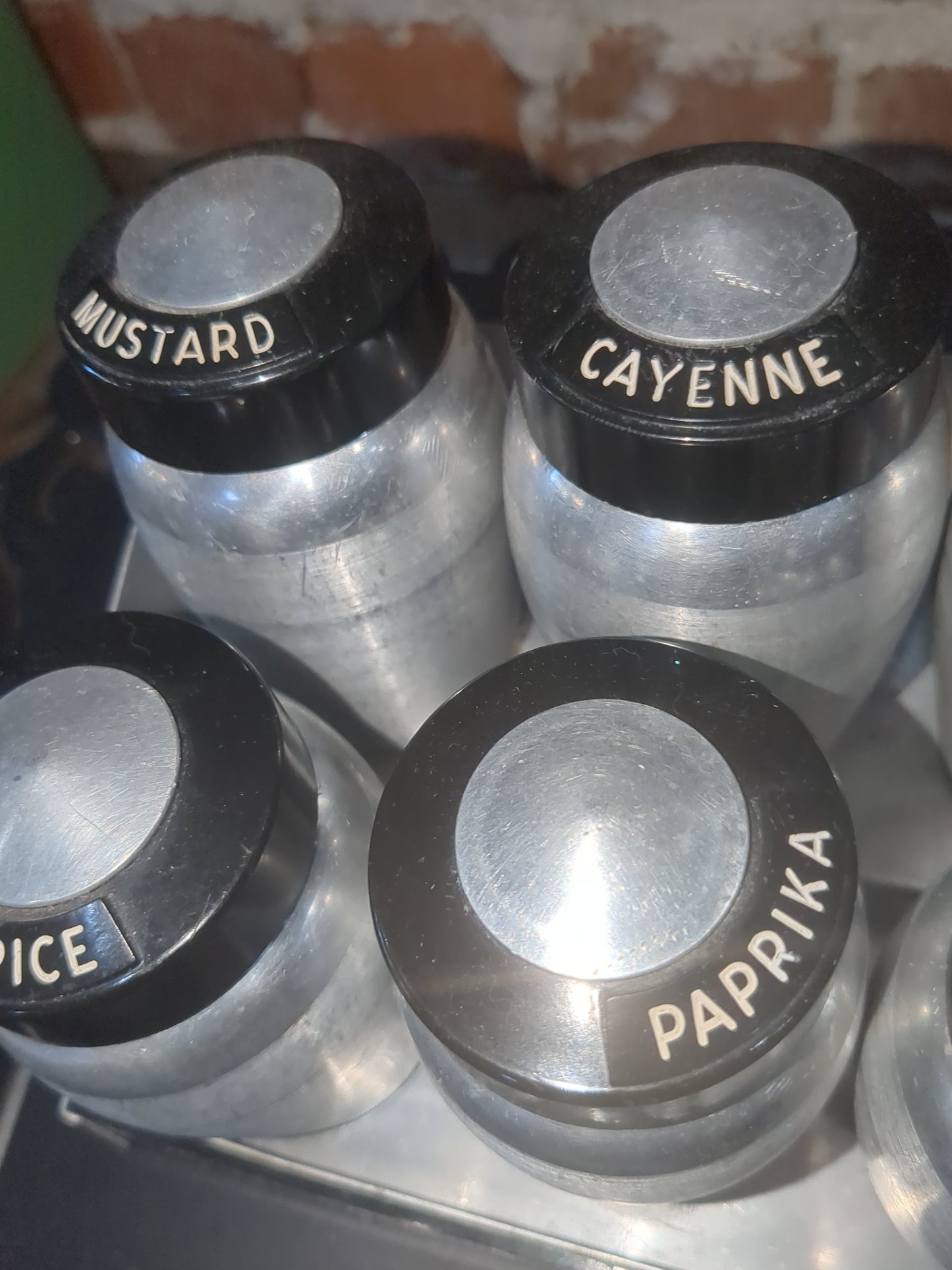 Kromex Vintage Aluminum Spice Set With Rare Flour And Sugar Shakers alum110